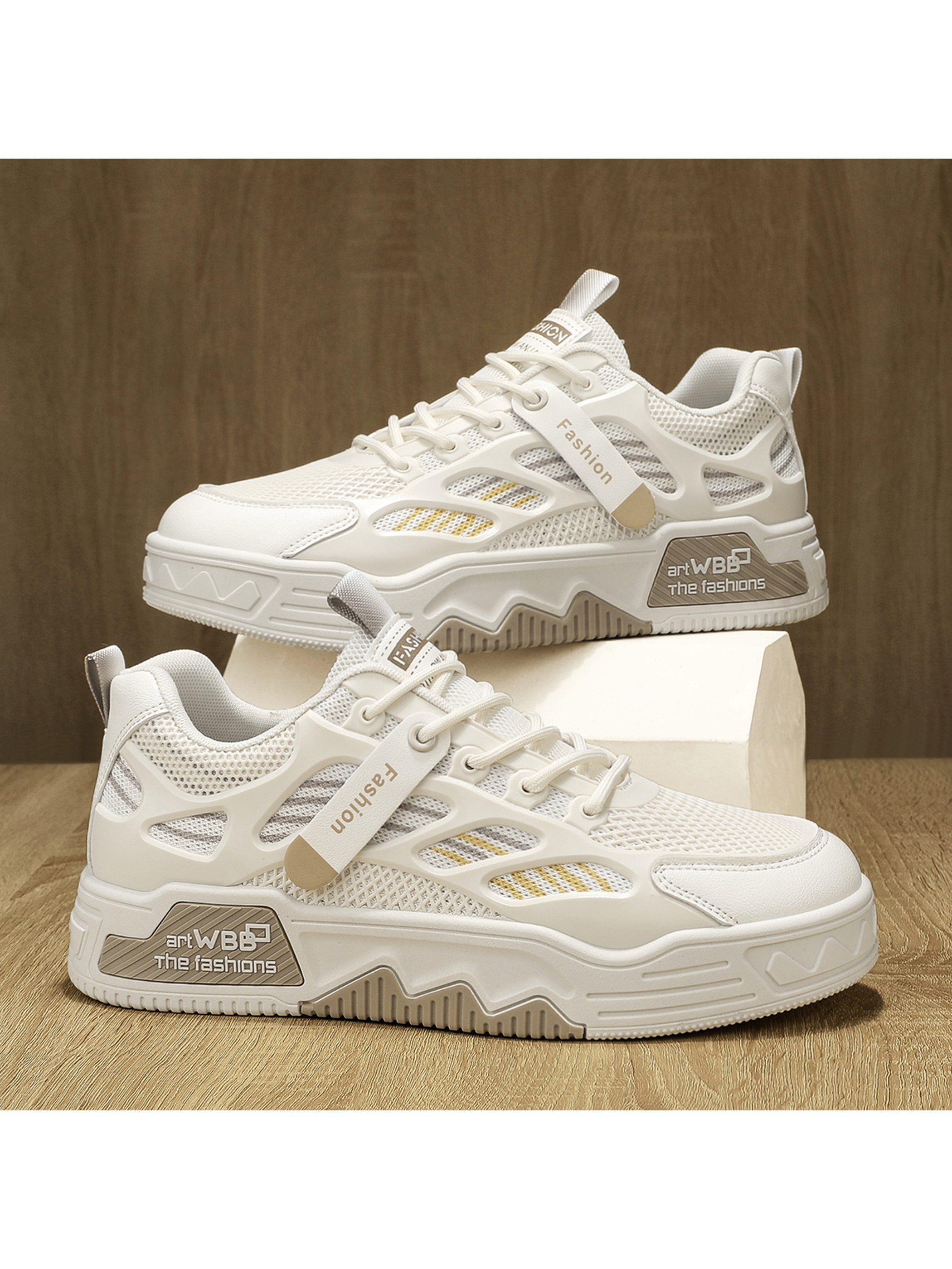 Men KPU Textile Chunky Lace-Up Casual Shoes
