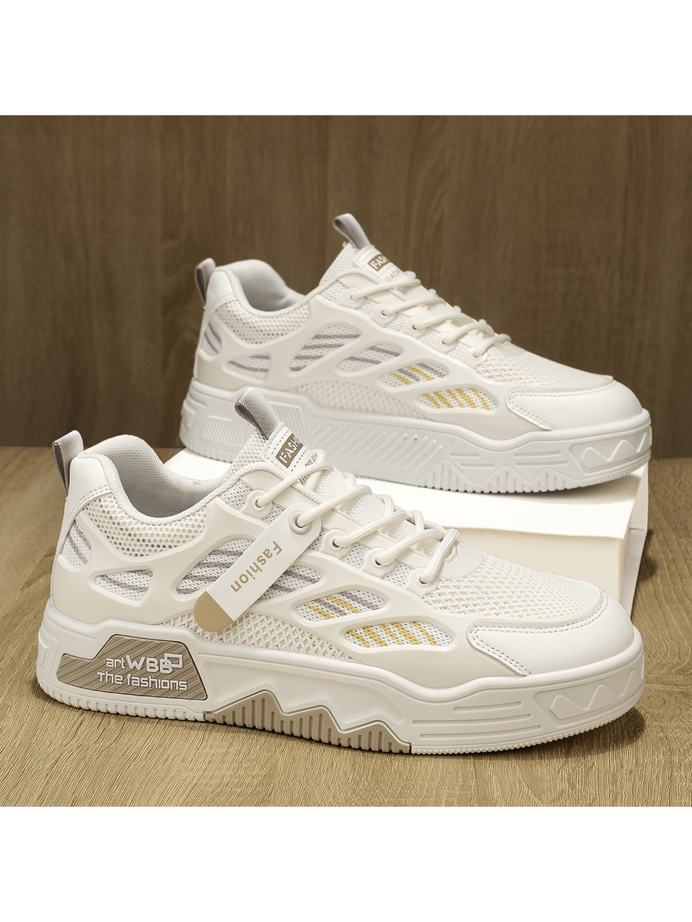 Men KPU Textile Chunky Lace-Up Casual Shoes