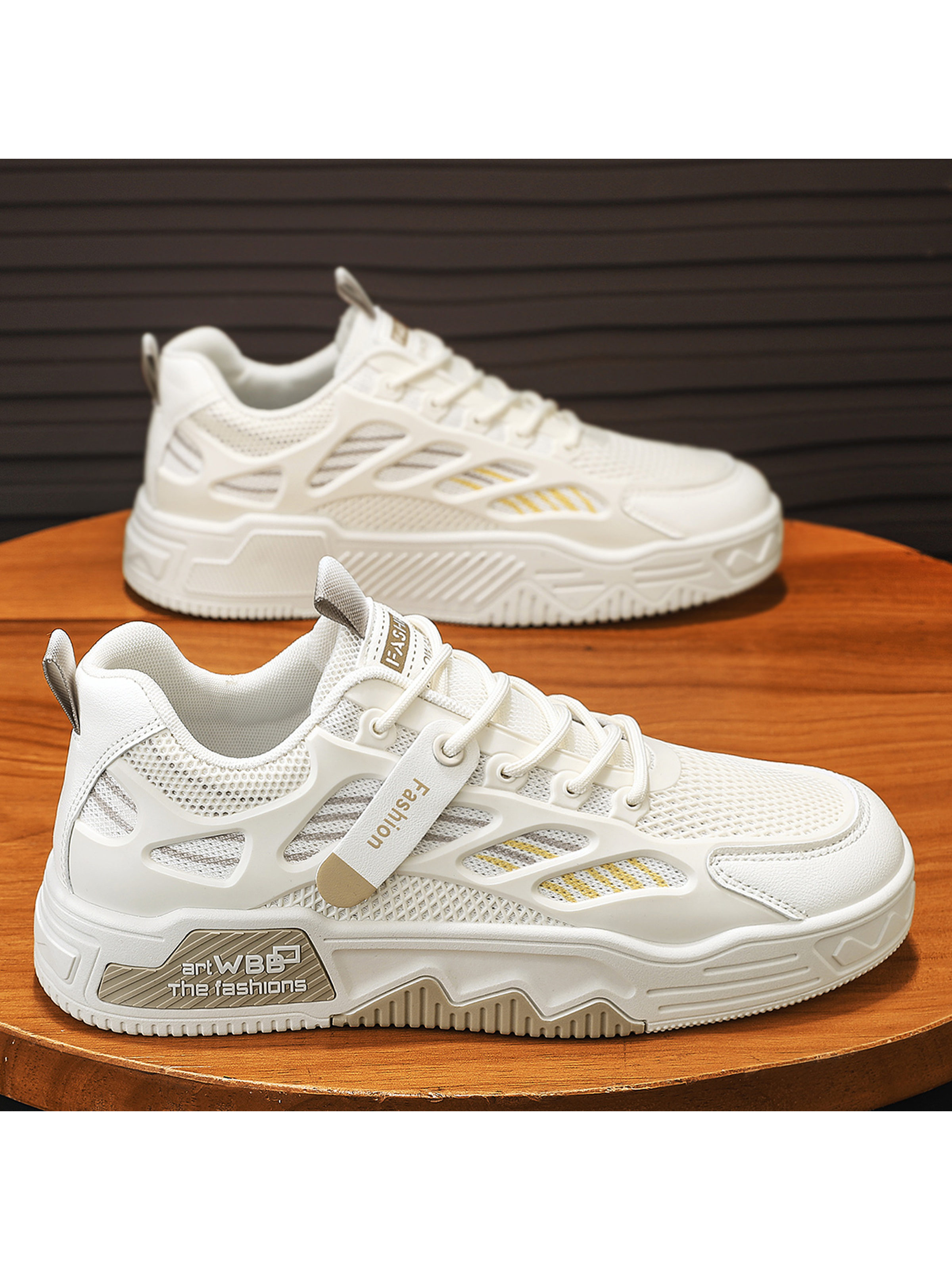 Men KPU Textile Chunky Lace-Up Casual Shoes