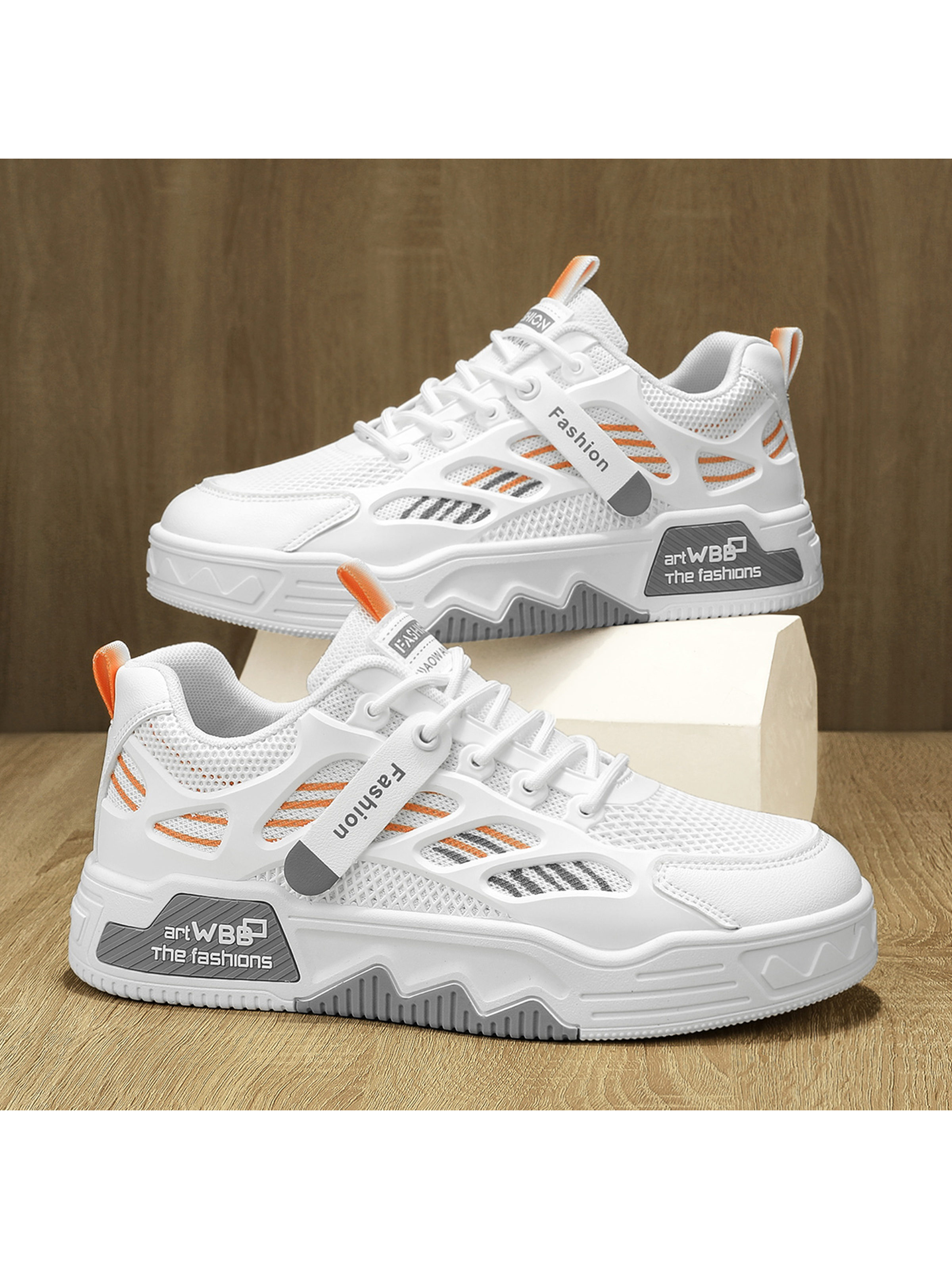 Men KPU Textile Chunky Lace-Up Casual Shoes