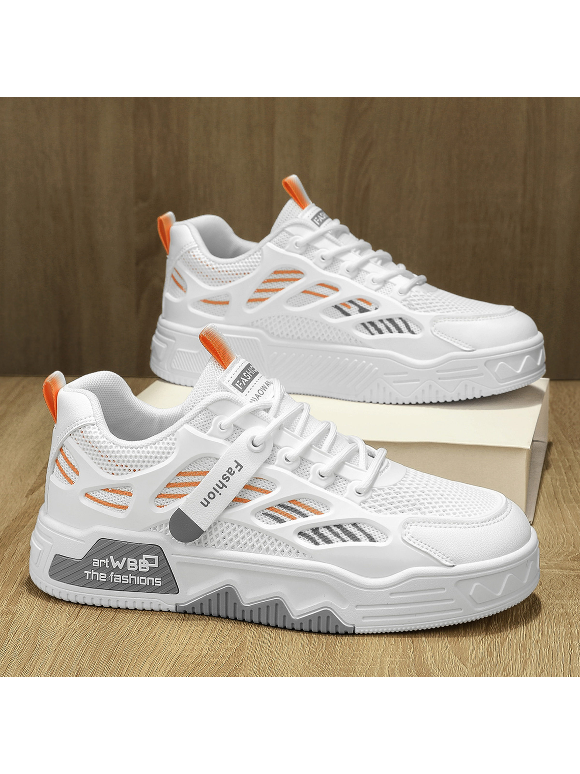 Men KPU Textile Chunky Lace-Up Casual Shoes