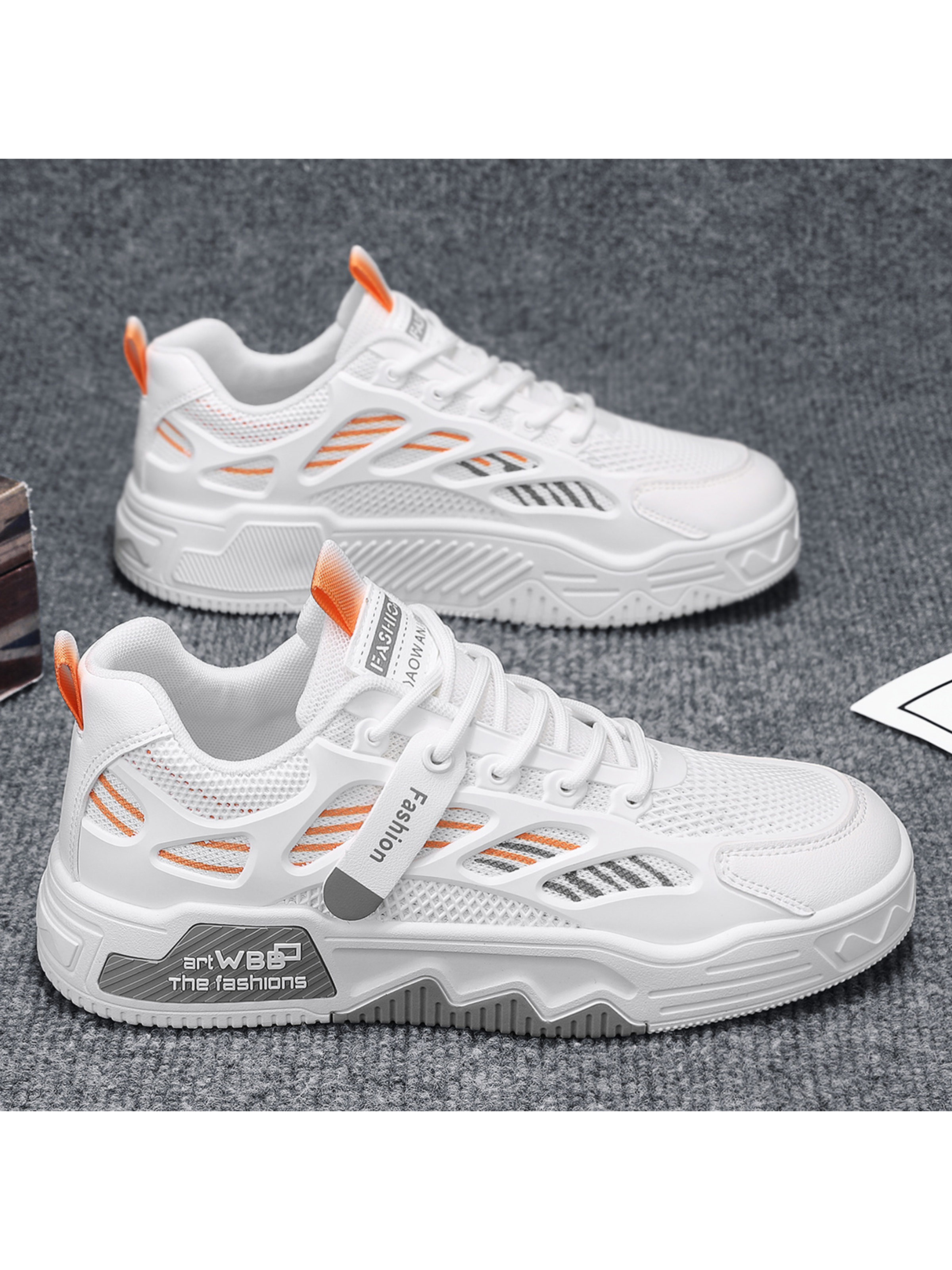 Men KPU Textile Chunky Lace-Up Casual Shoes