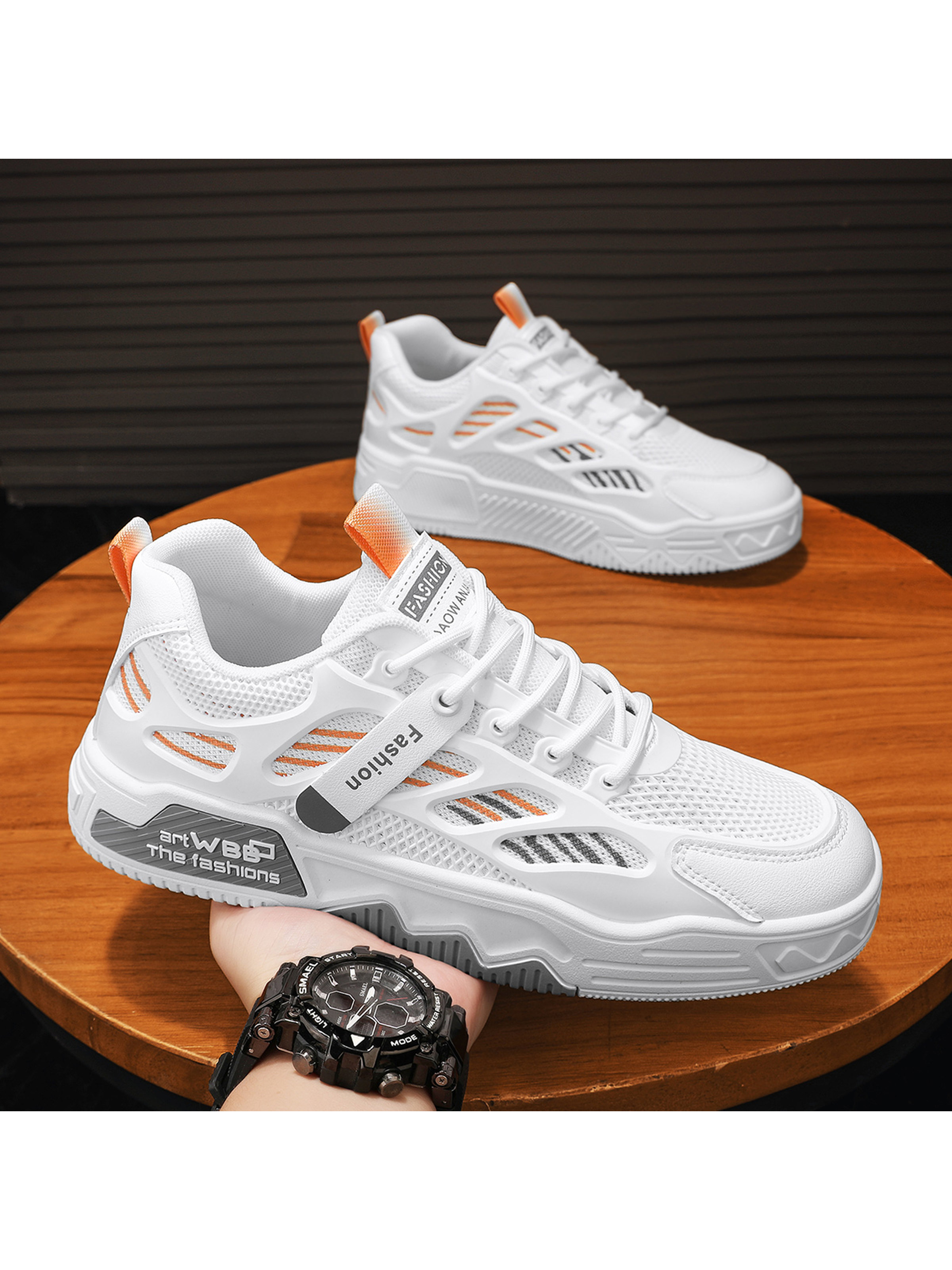 Men KPU Textile Chunky Lace-Up Casual Shoes