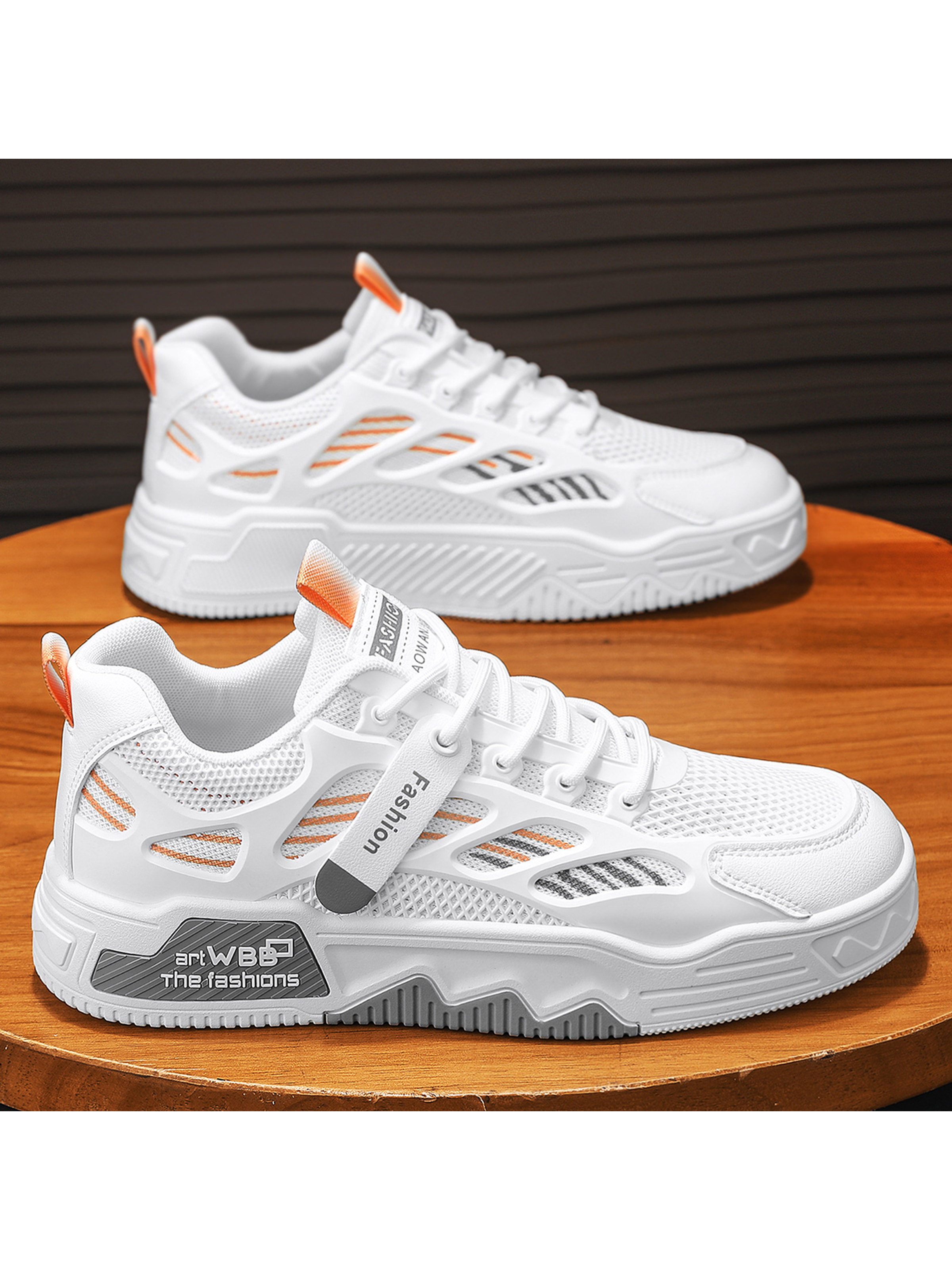 Men KPU Textile Chunky Lace-Up Casual Shoes