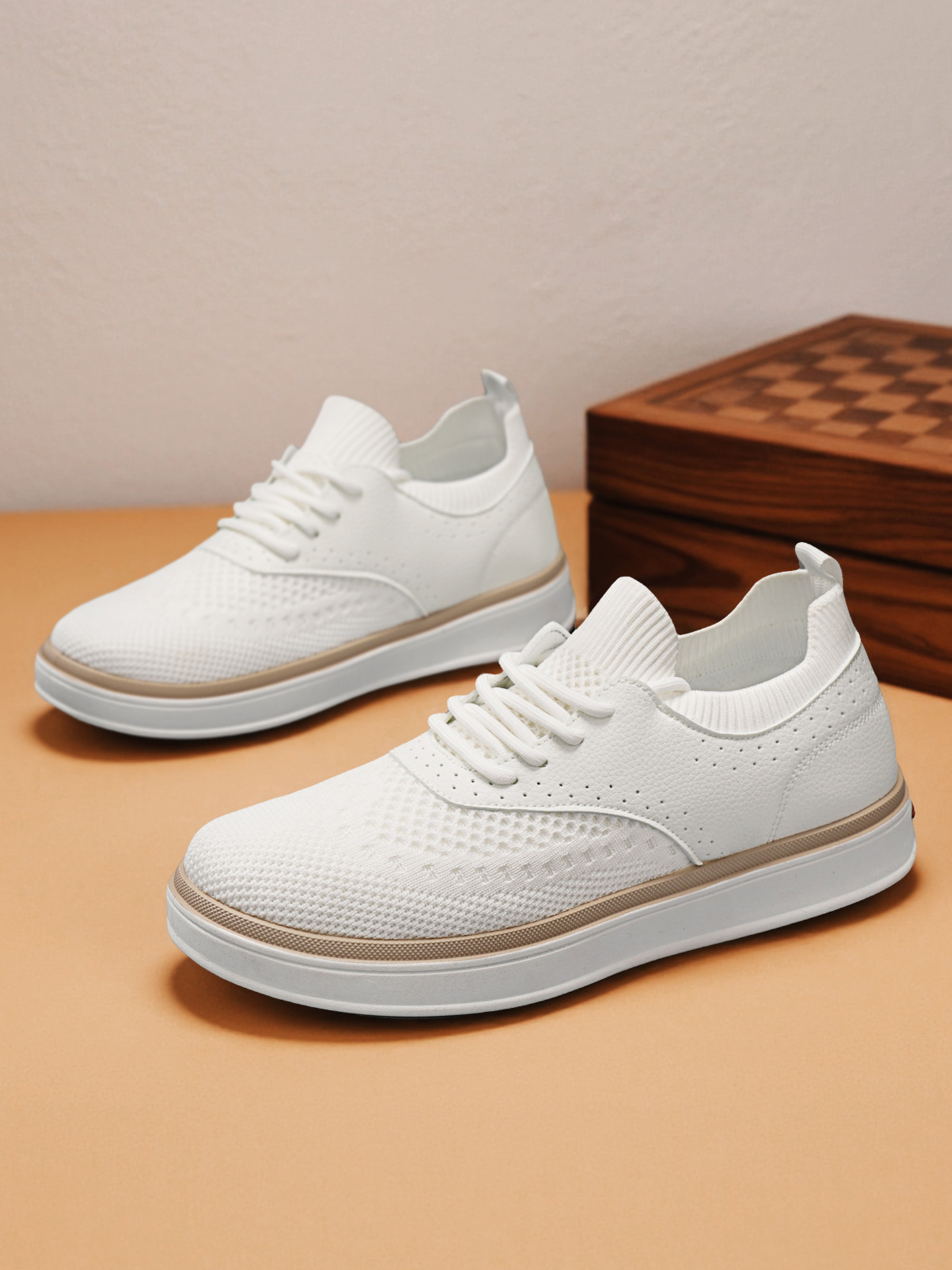 Men PU Textile Platform Lace-Up Casual Shoes
