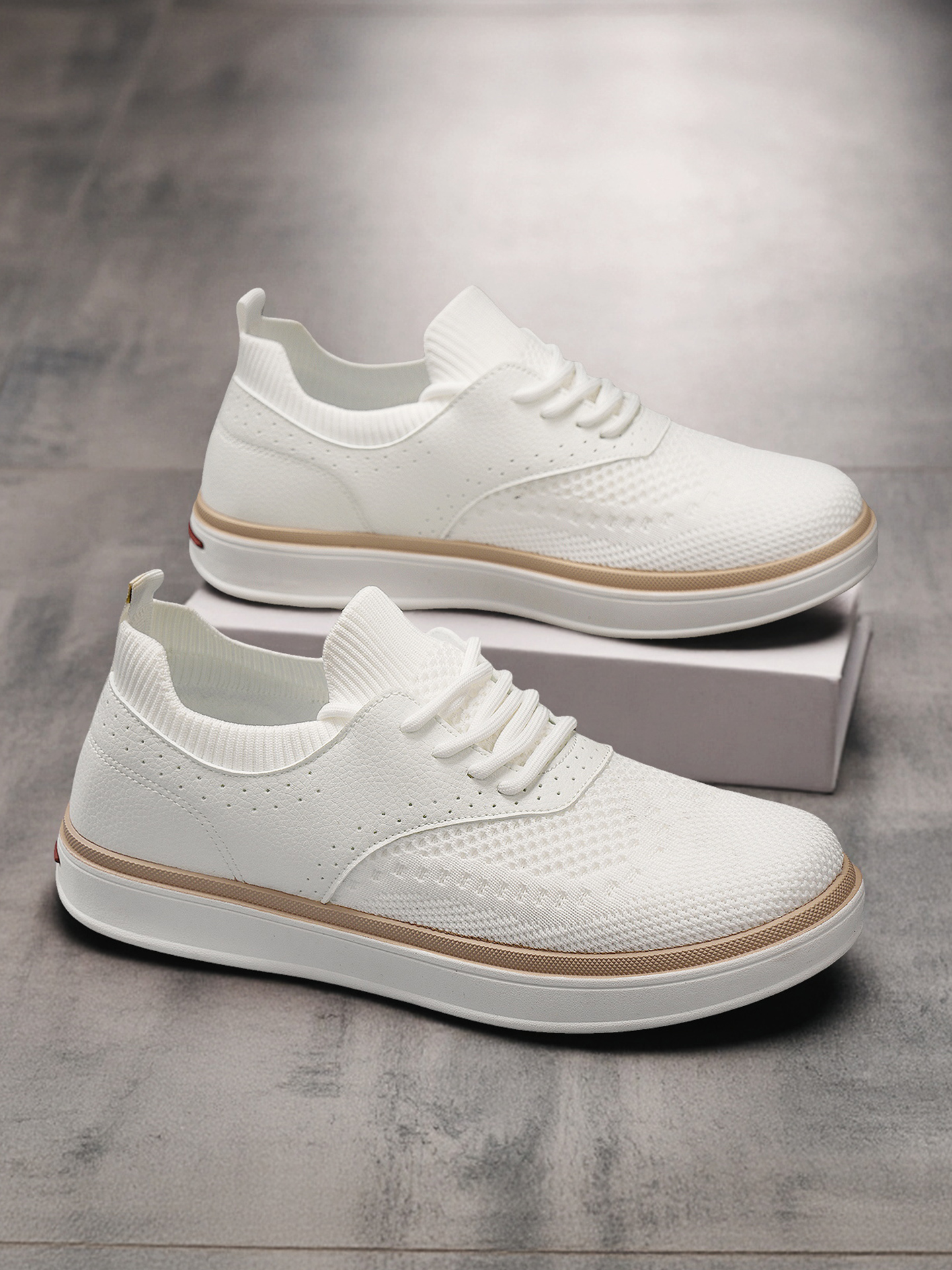 Men PU Textile Platform Lace-Up Casual Shoes
