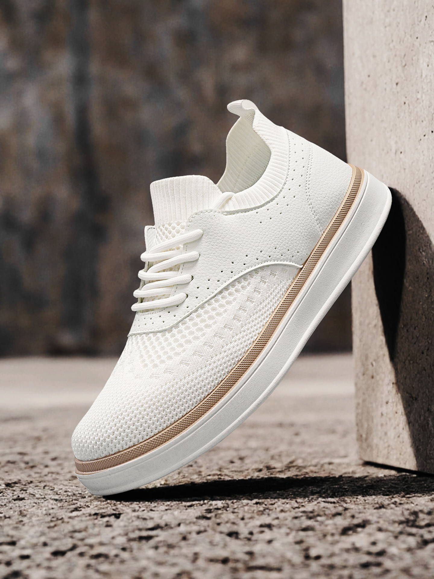 Men PU Textile Platform Lace-Up Casual Shoes