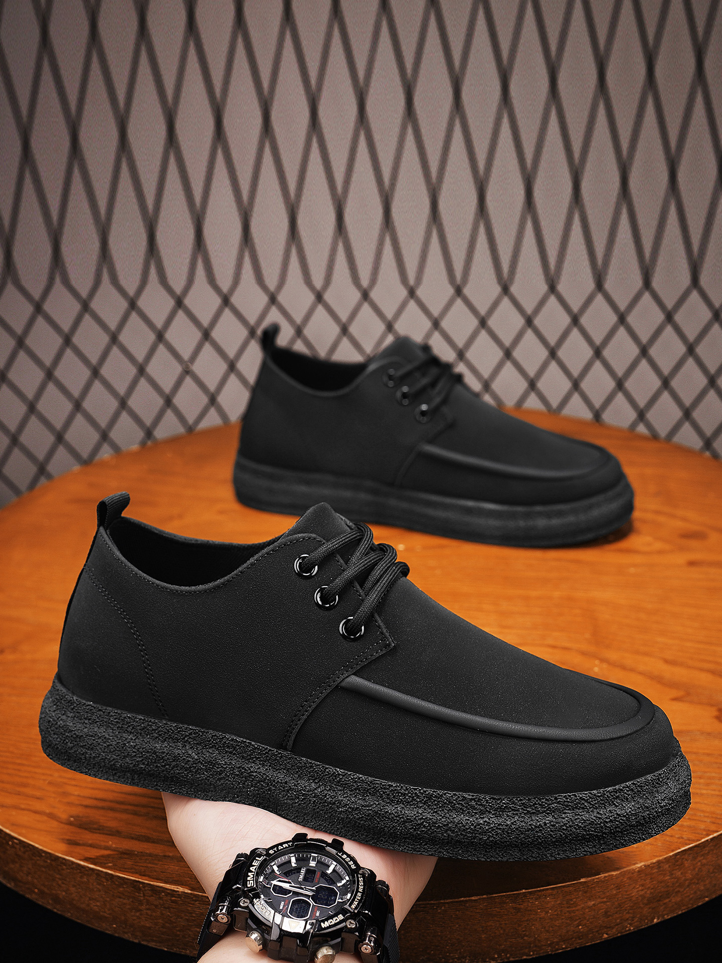 Men Textile Platform Lace-Up Casual Shoes
