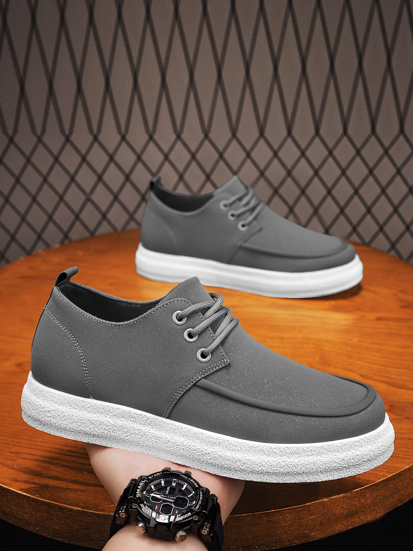 Men Textile Platform Lace-Up Casual Shoes