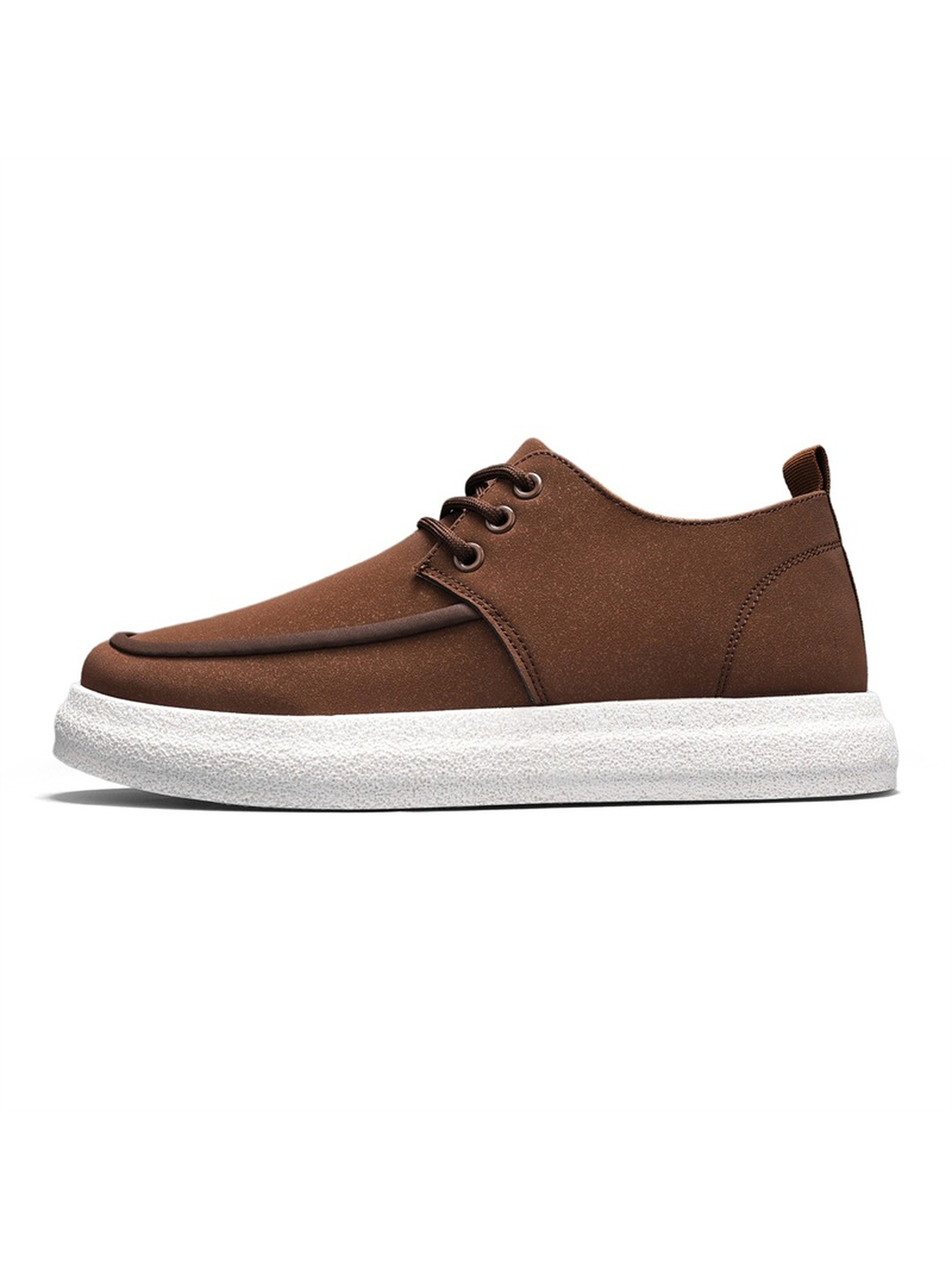 Brown Casual Lace-Up Platform Sneakers