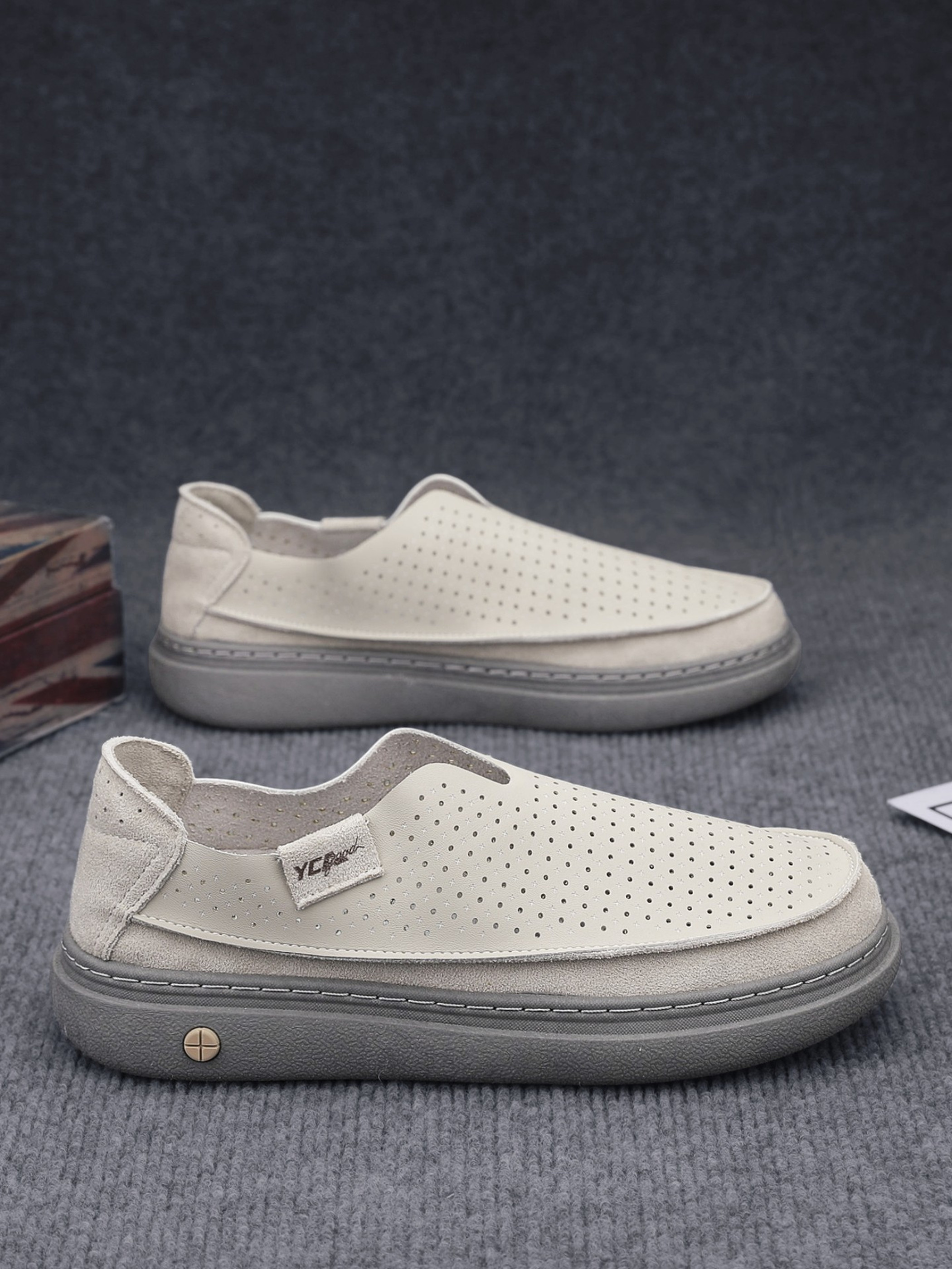 Grey Breathable Slip-On Platform Loafers