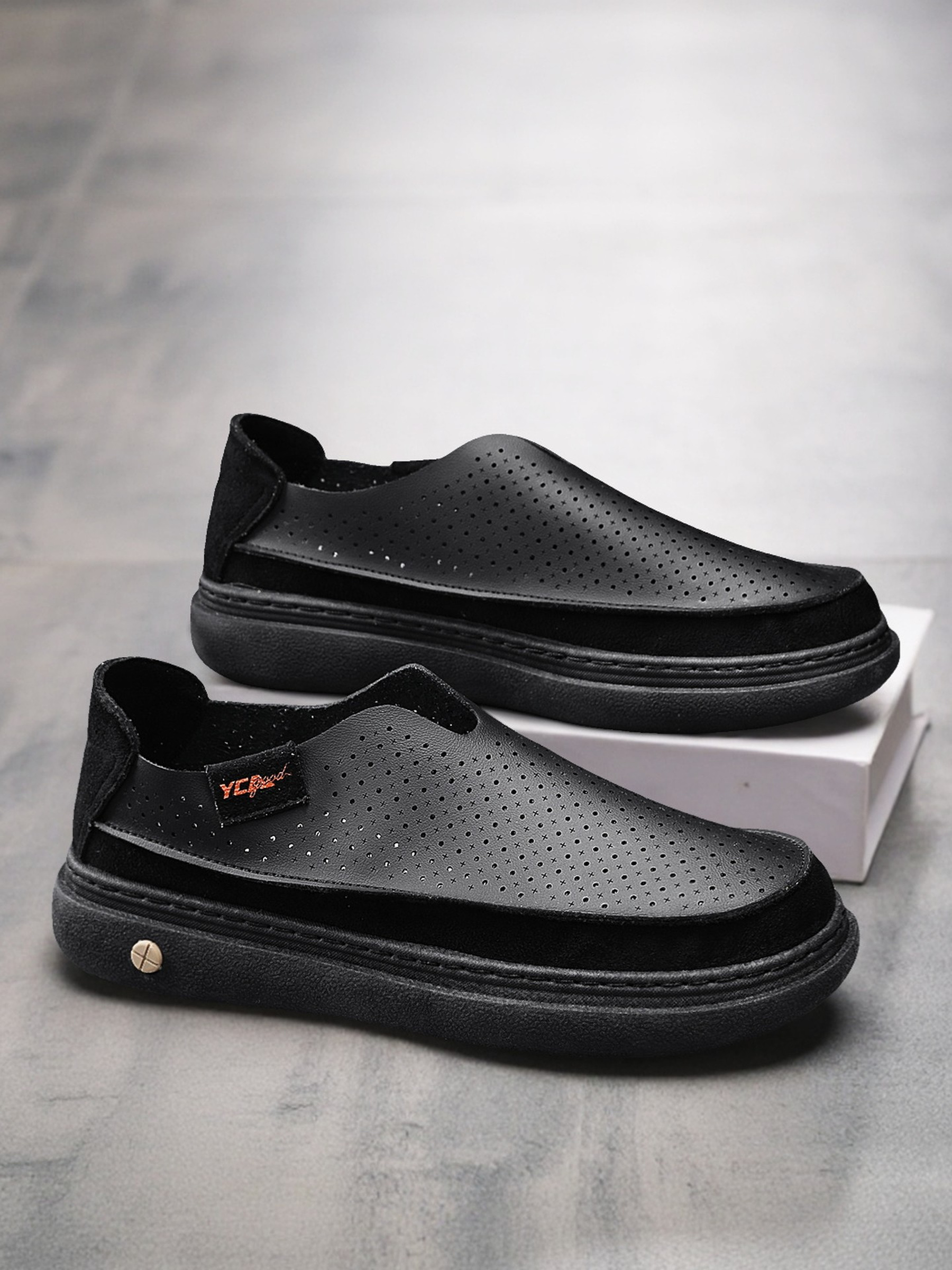 Men PU Slip-On Platform Loafers