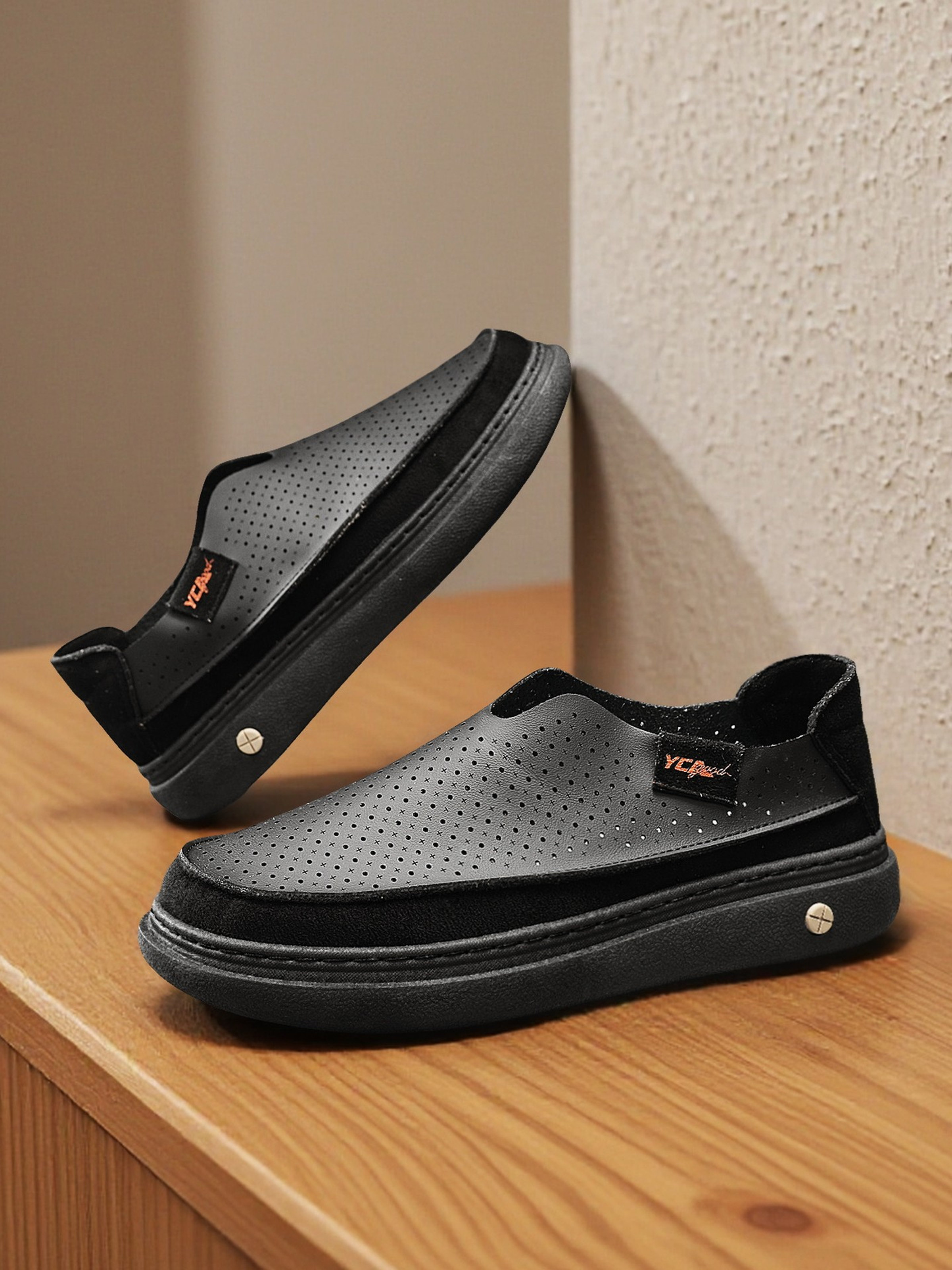 Men PU Slip-On Platform Loafers