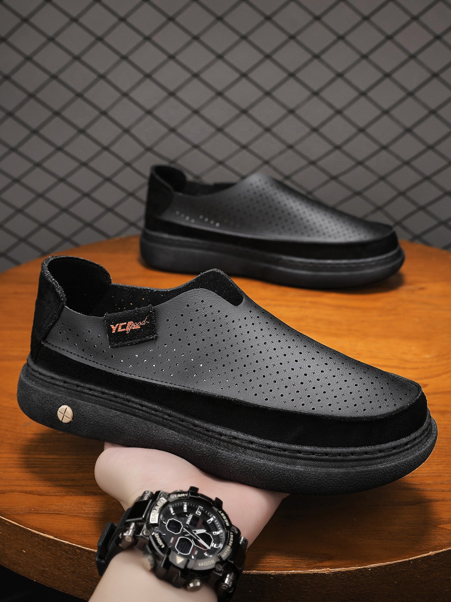 Men PU Slip-On Platform Loafers