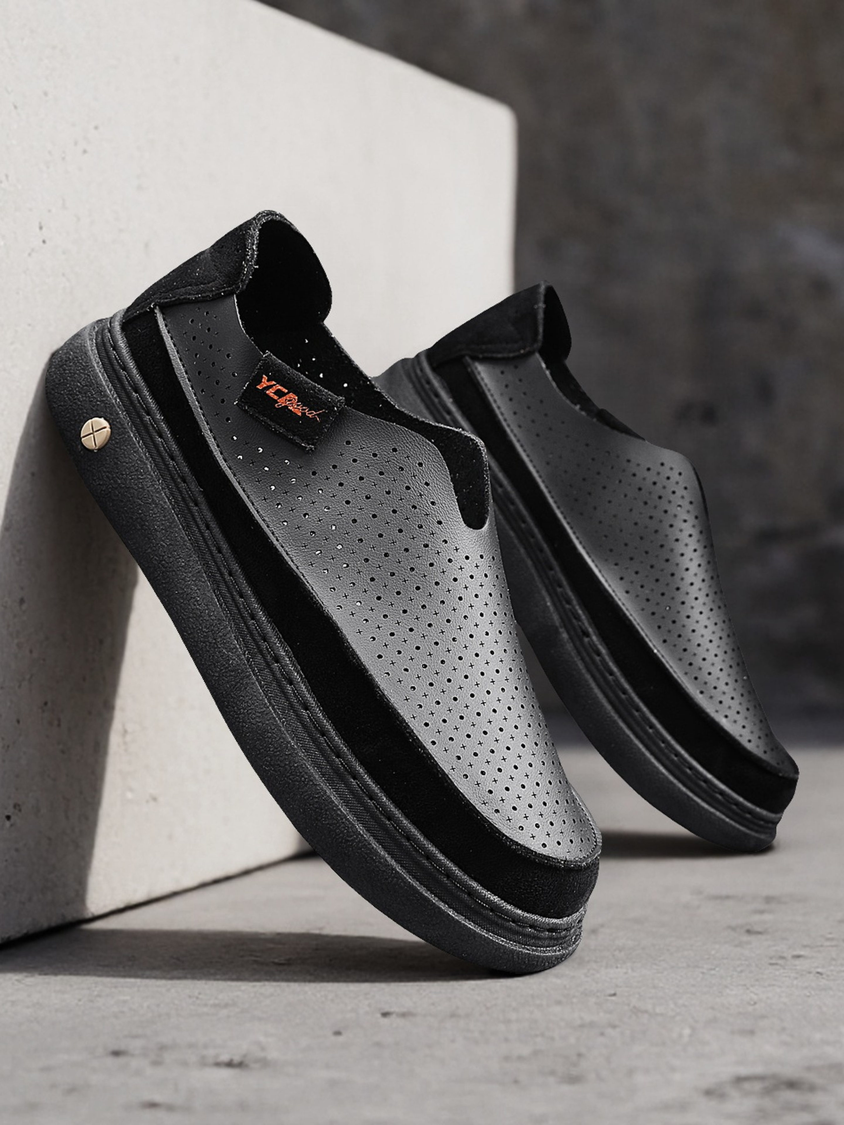 Men PU Slip-On Platform Loafers