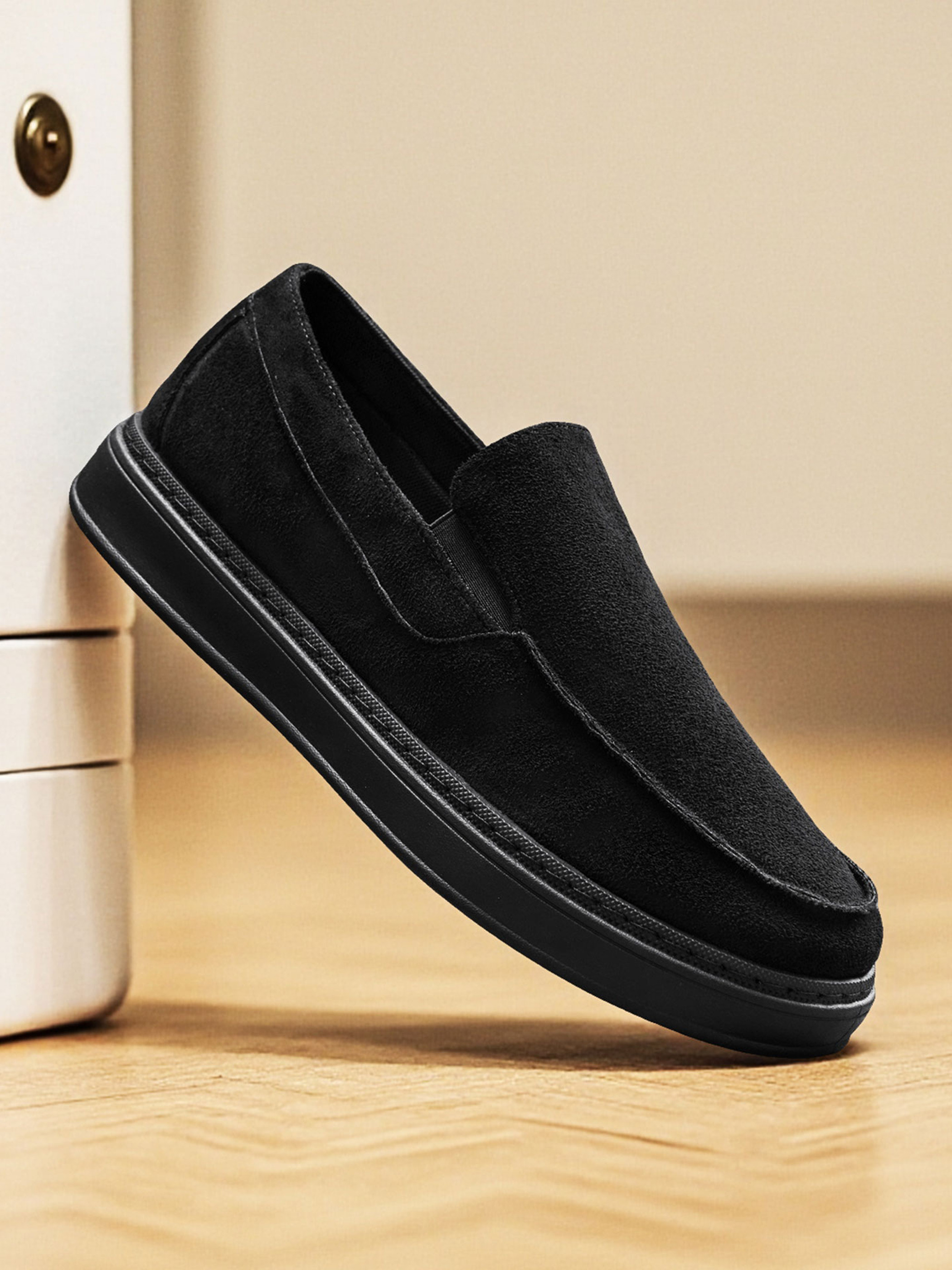 Men Textile Slip-On Platform Loafers