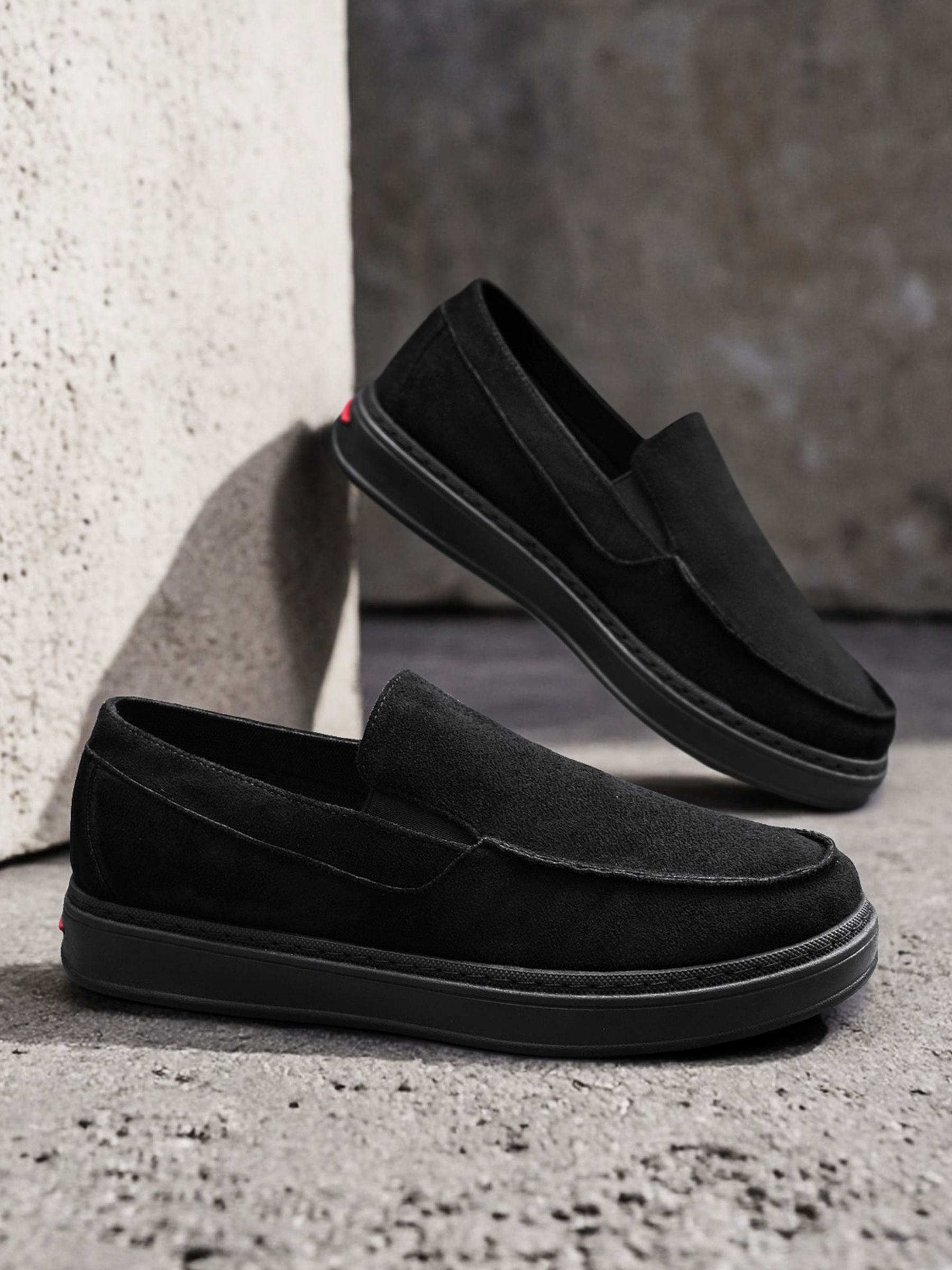 Men Textile Slip-On Platform Loafers
