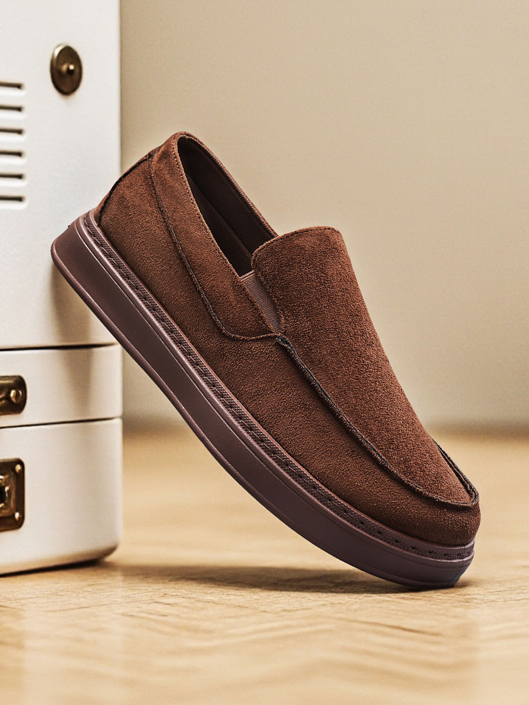 Men Textile Slip-On Platform Loafers