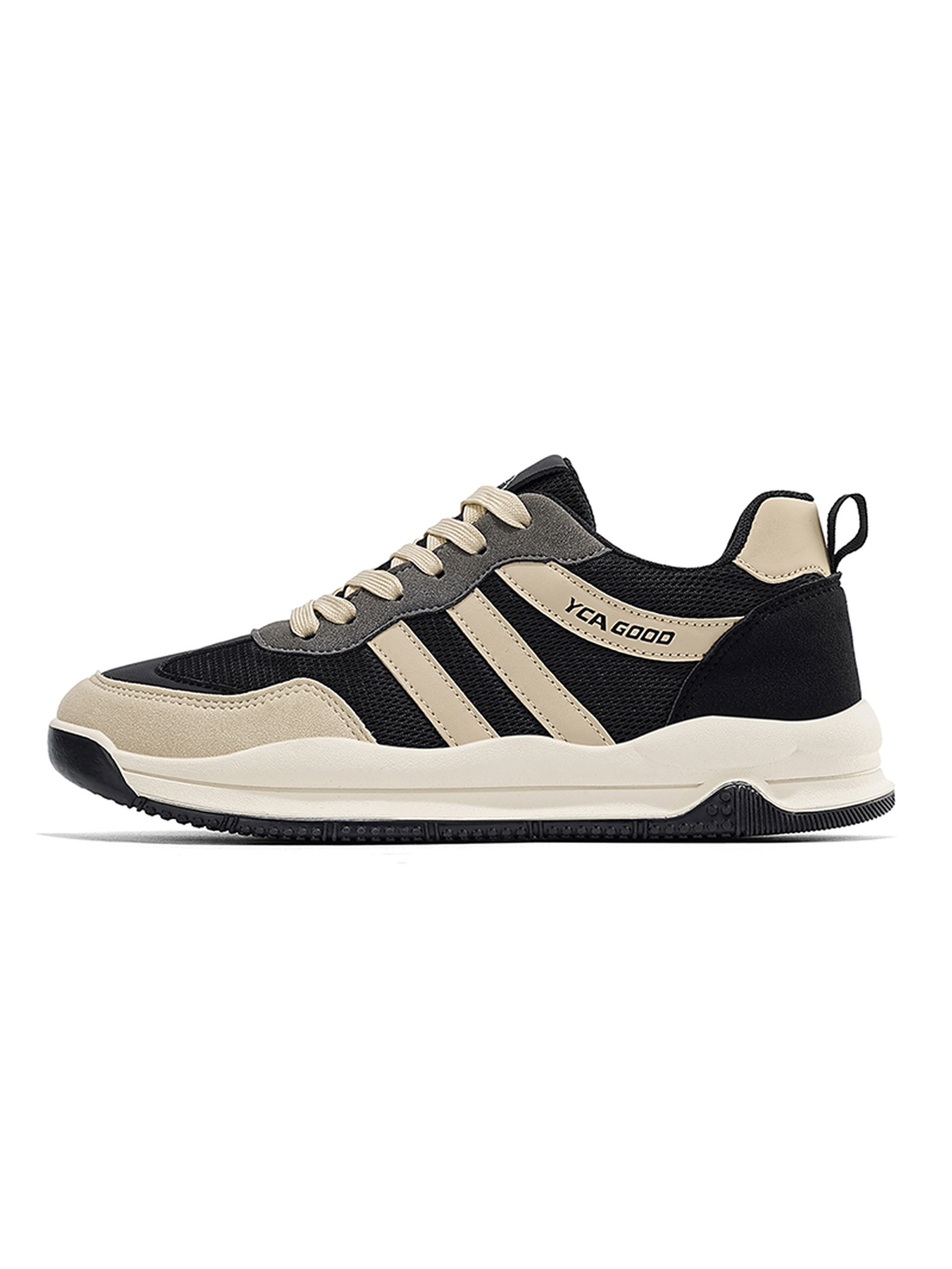 Black and Beige Retro Sport Sneakers