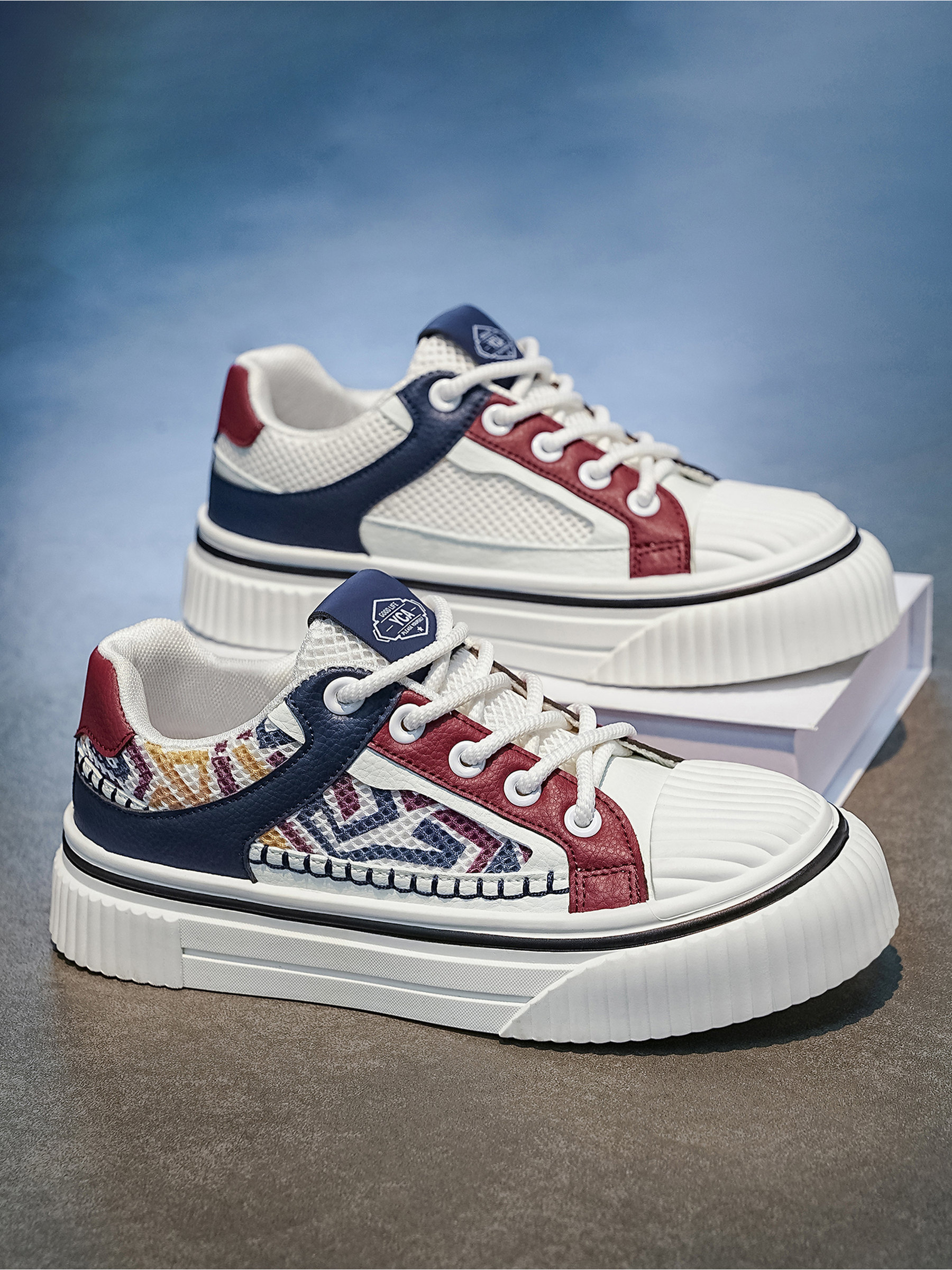 Men PU Textile Platform Lace-Up Sneakers