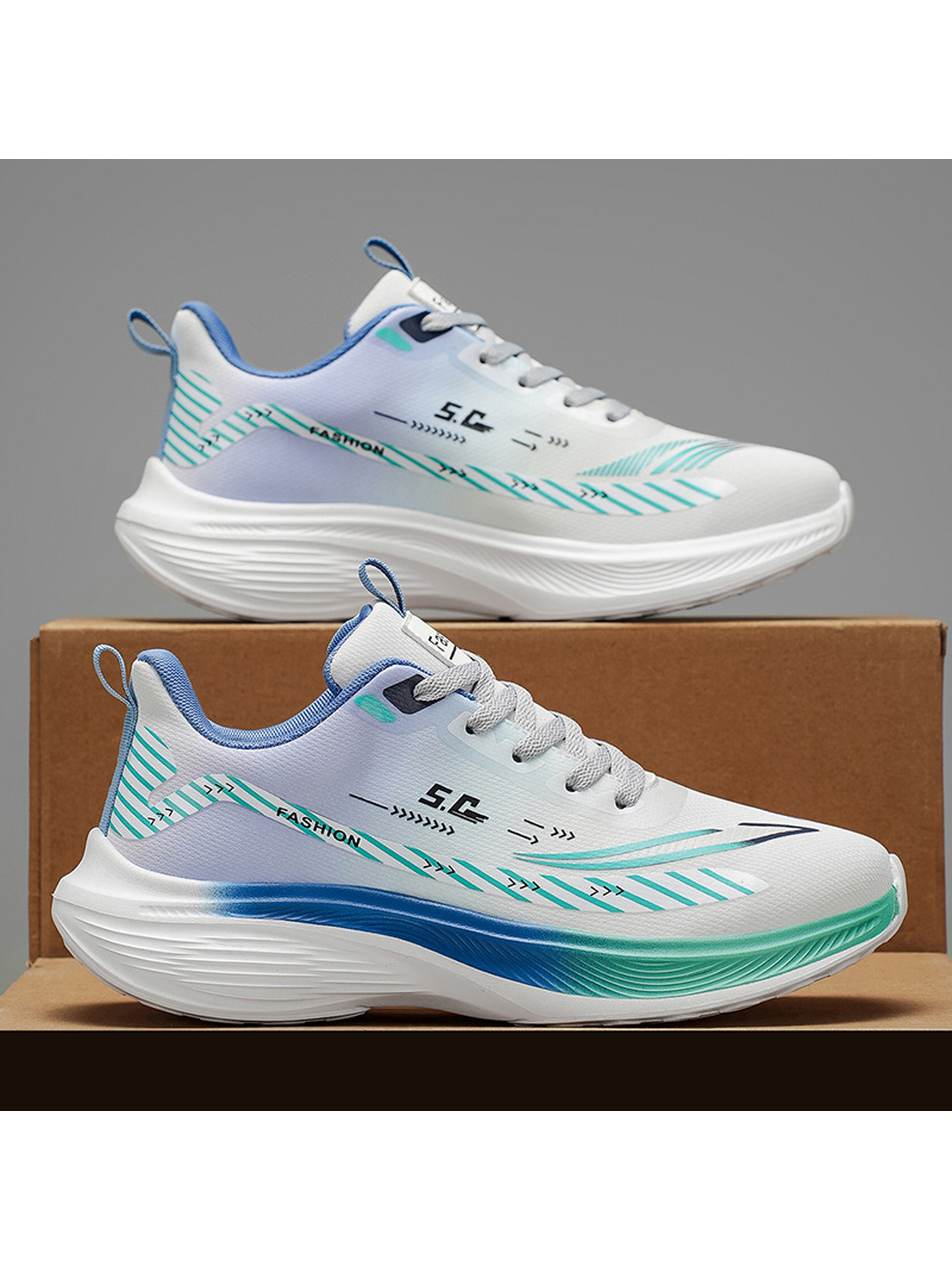 Men PU Lace-Up Sports Sneakers