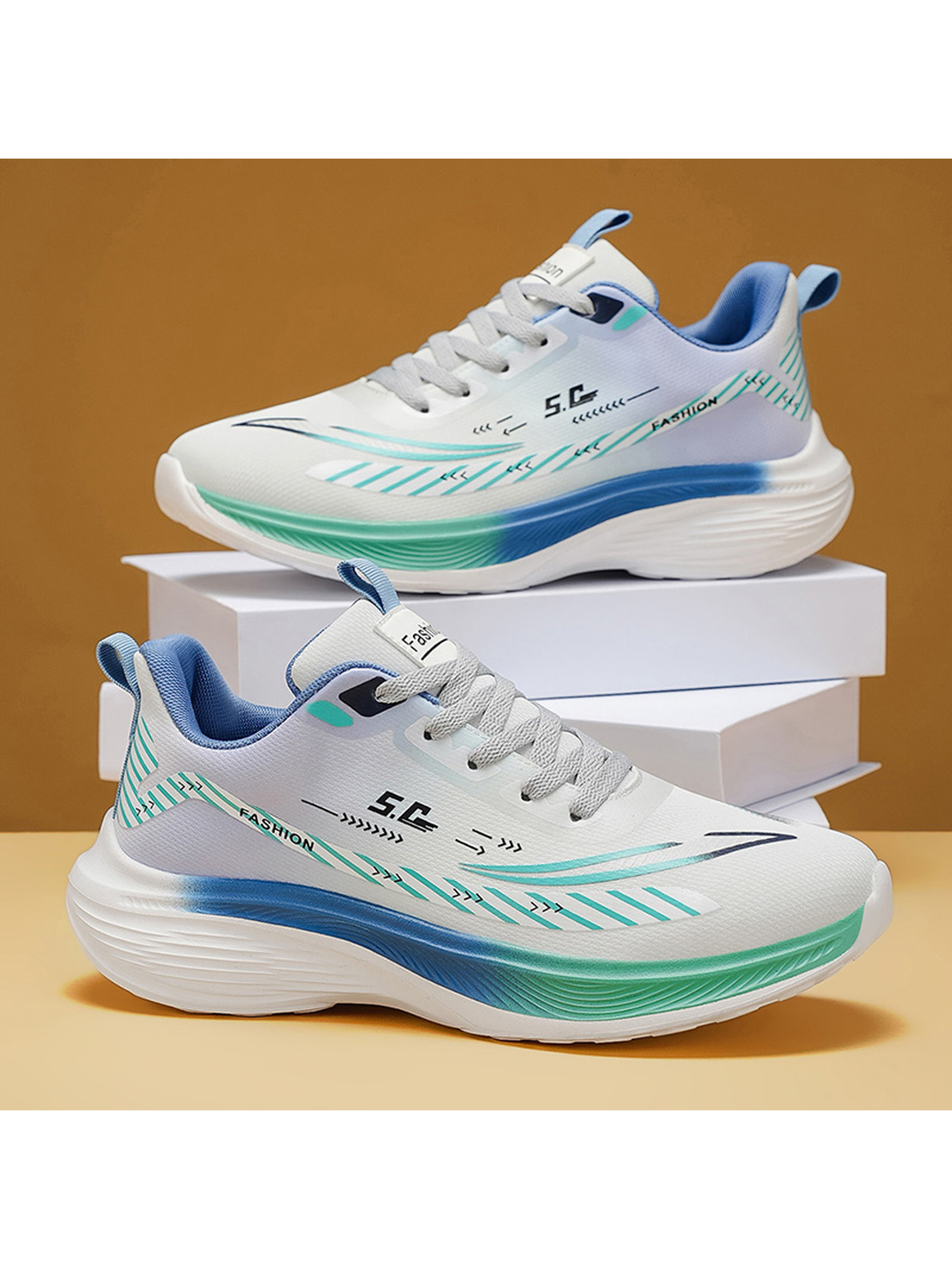 Men PU Lace-Up Sports Sneakers