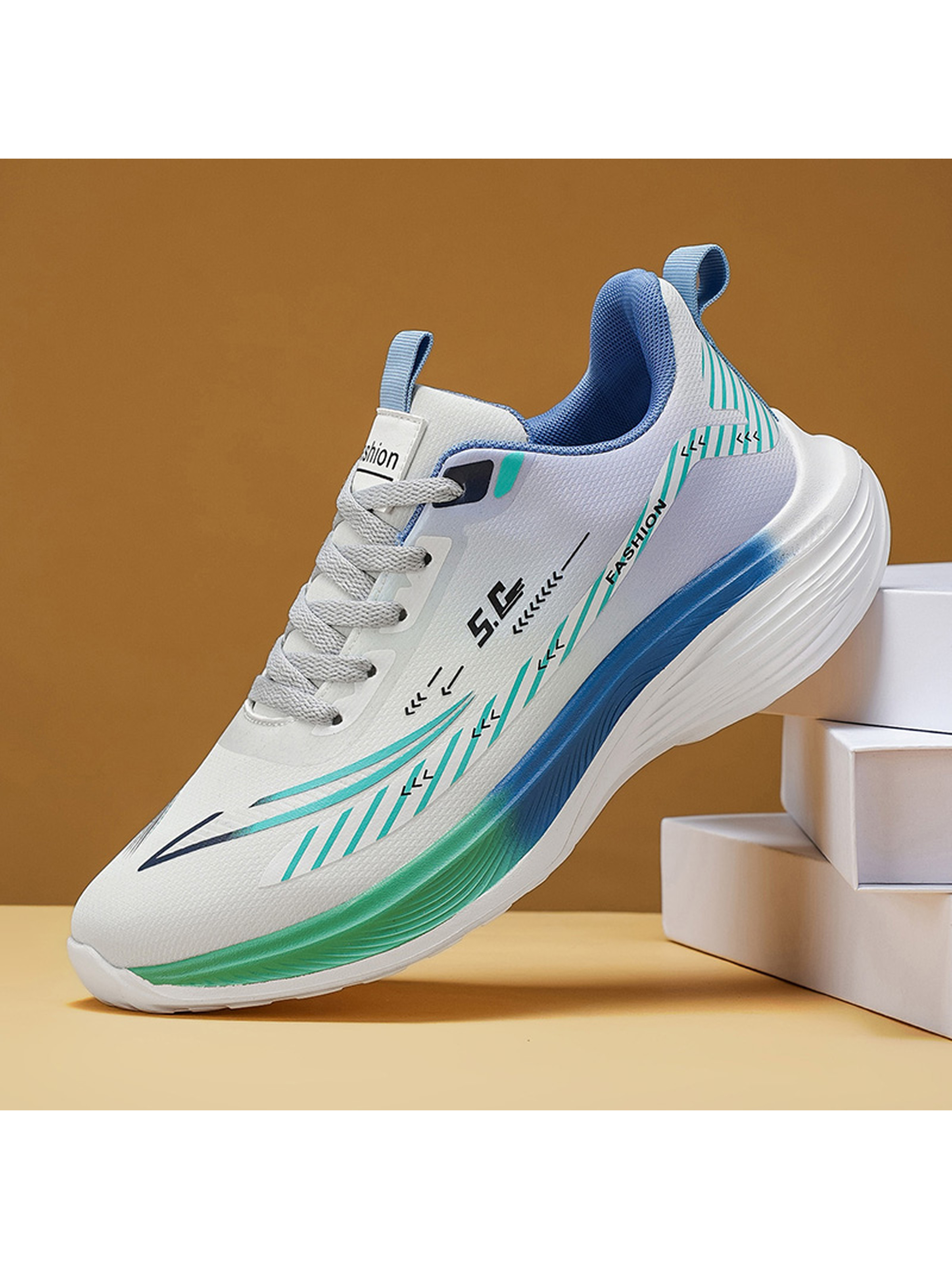 Men PU Lace-Up Sports Sneakers