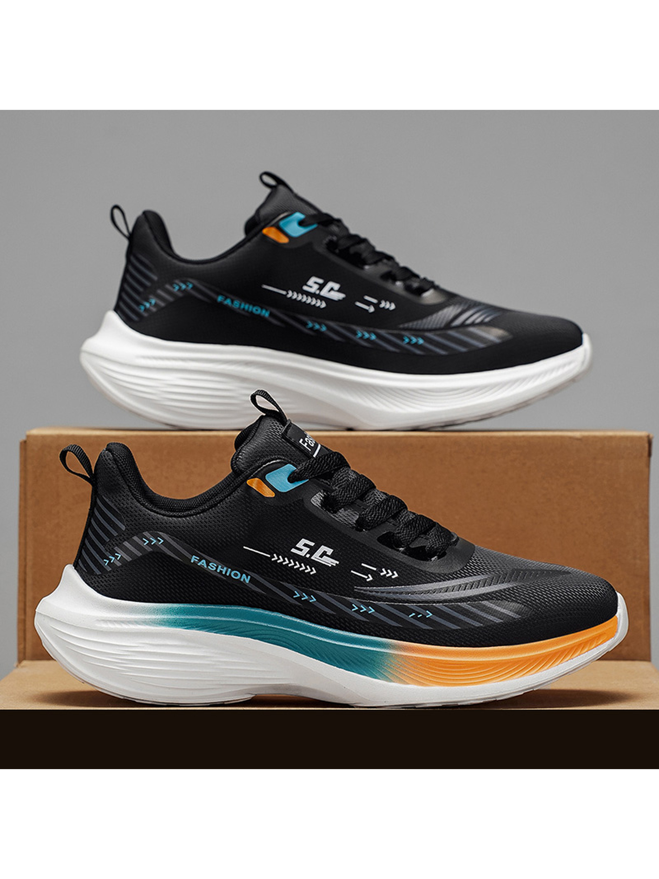 Men PU Lace-Up Sports Sneakers