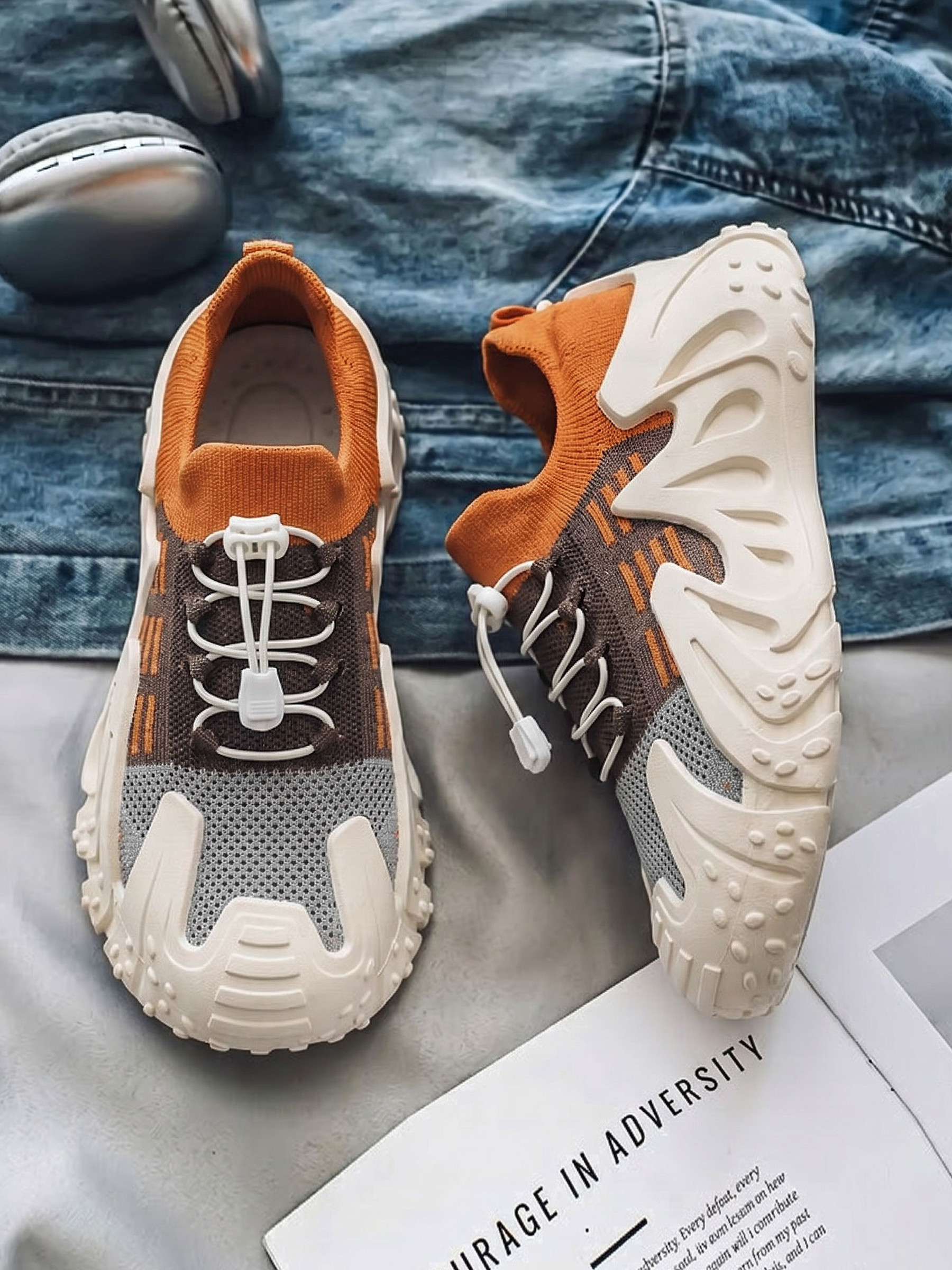 Men Textile Drawcord Chunky Sneakers
