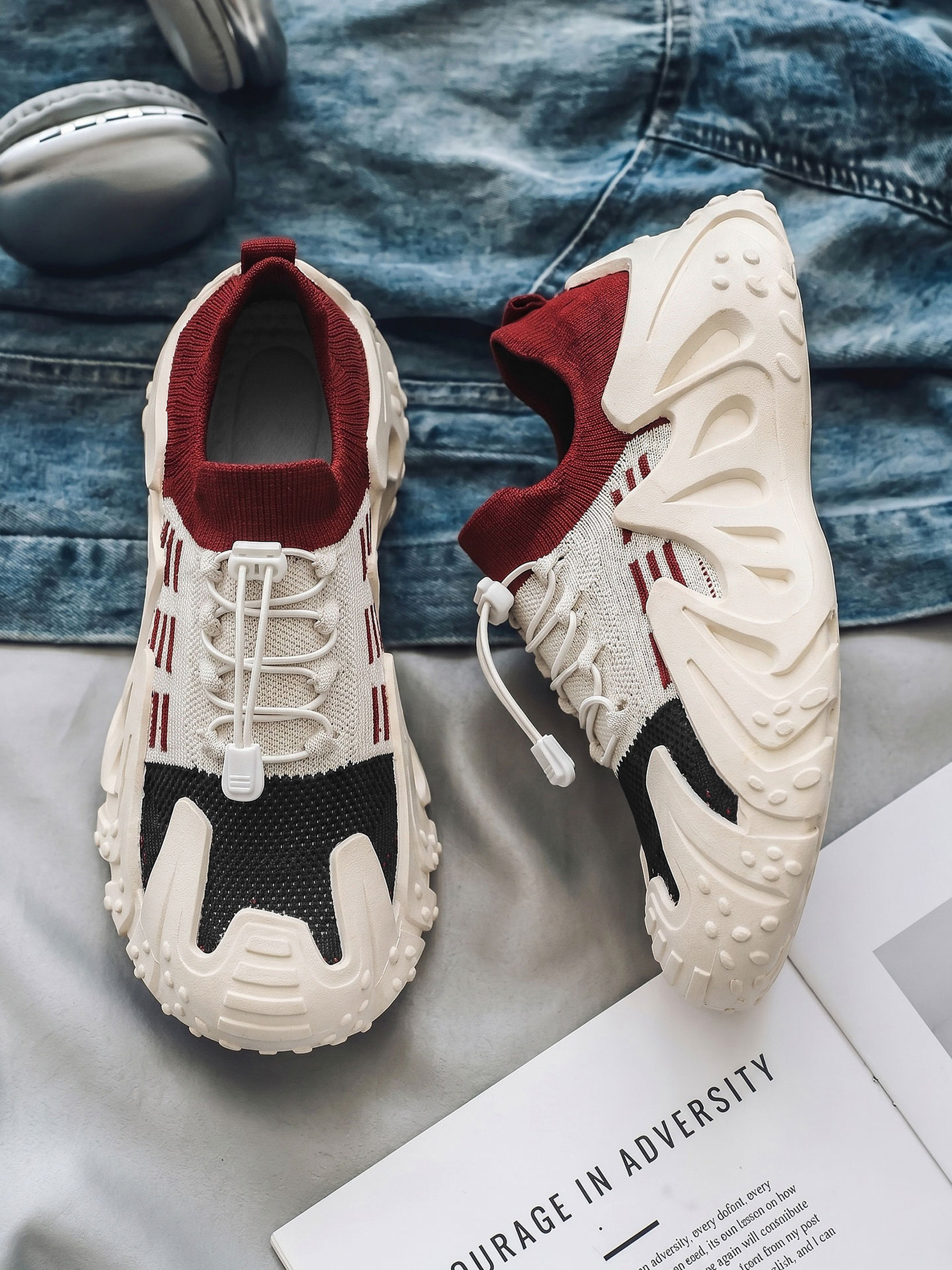 Men Textile Drawcord Chunky Sneakers