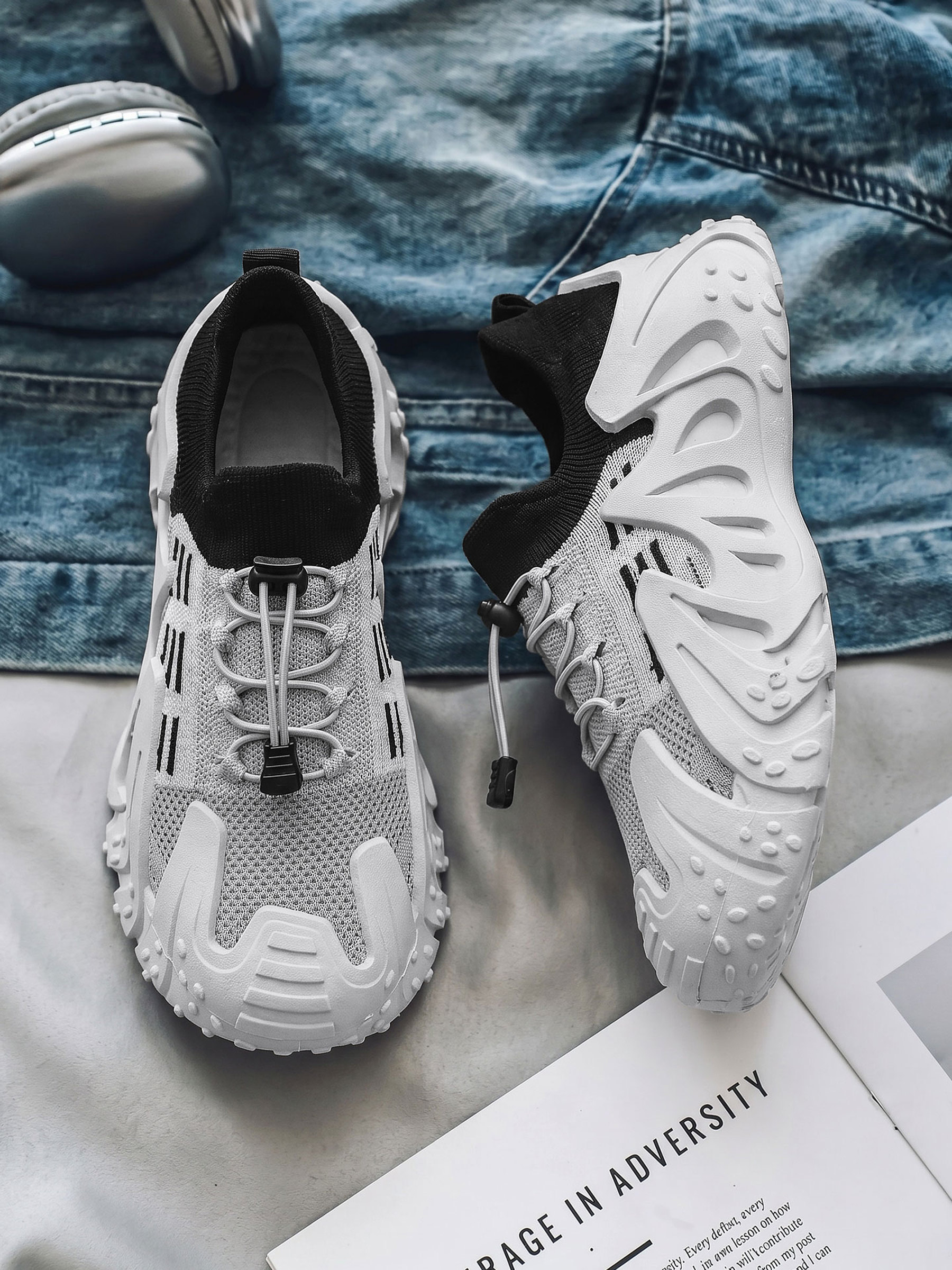 Men Textile Drawcord Chunky Sneakers