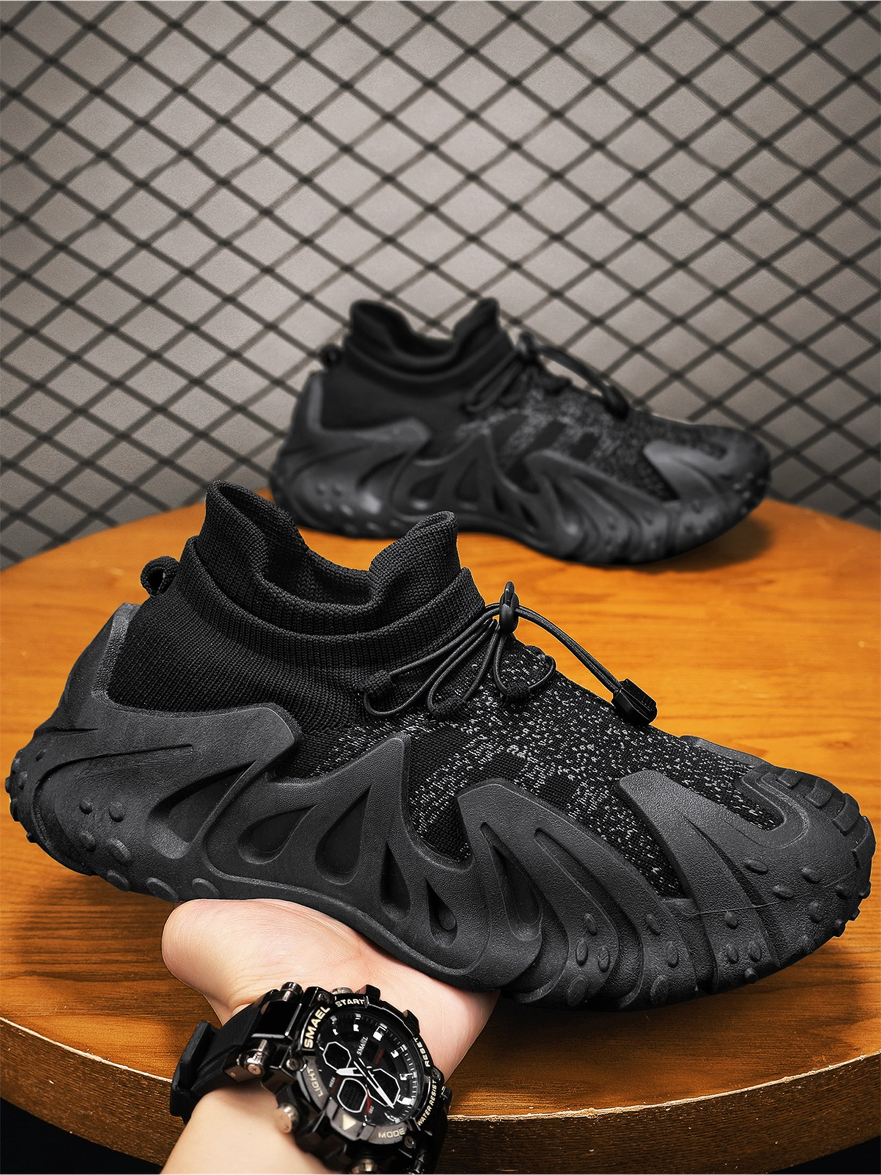 Men Textile Drawcord Chunky Sneakers