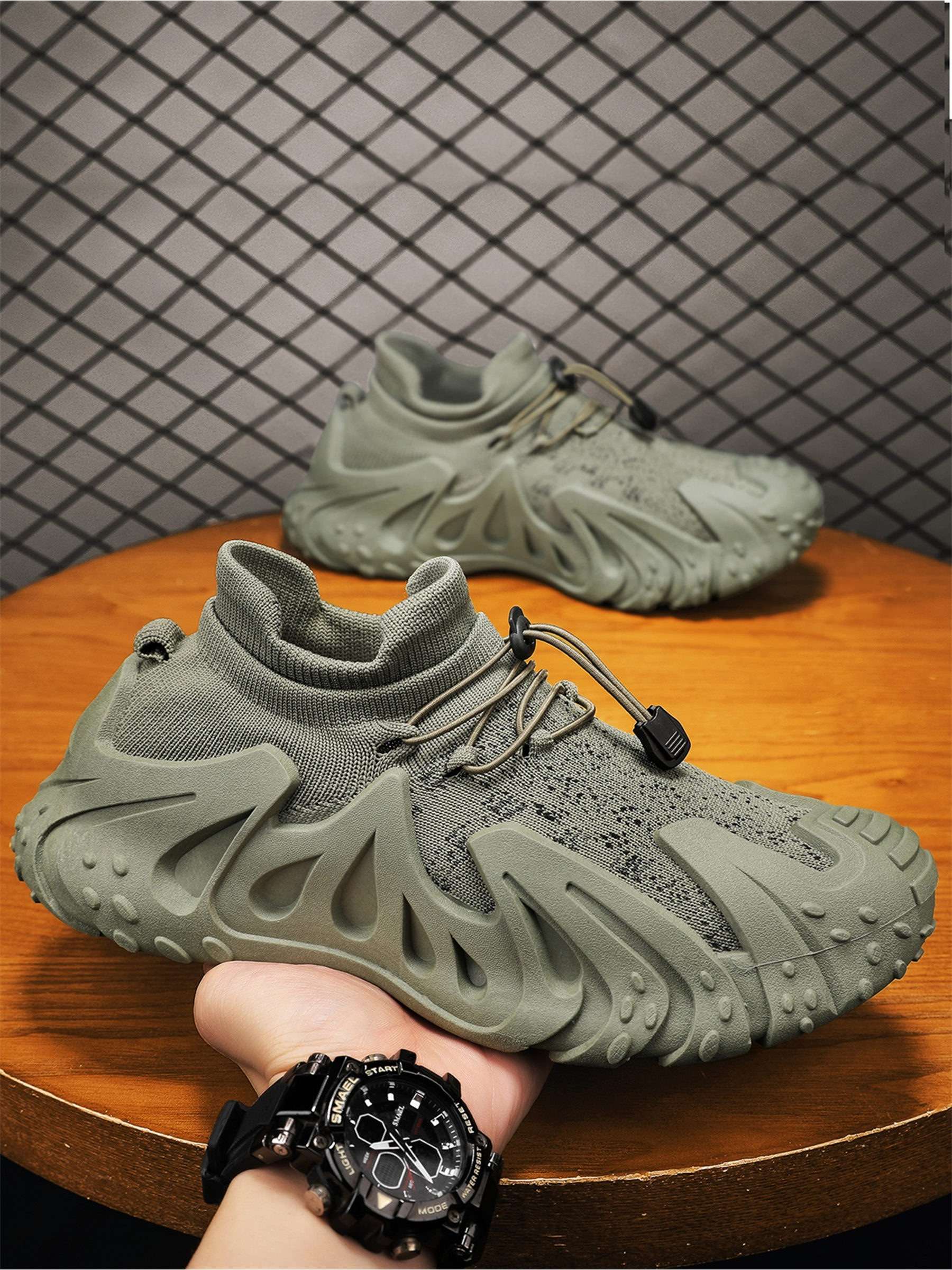 Men Textile Drawcord Chunky Sneakers