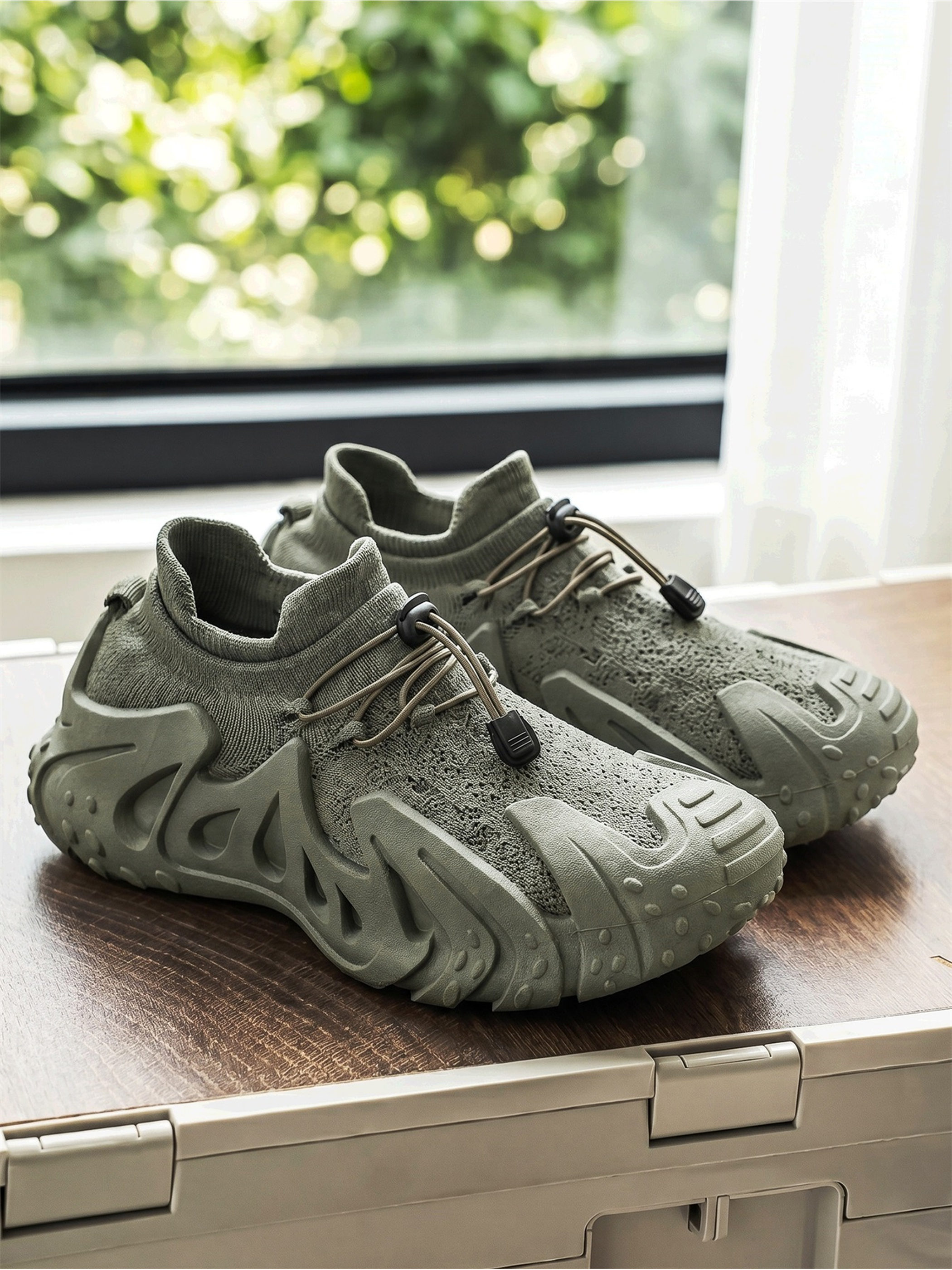 Men Textile Drawcord Chunky Sneakers