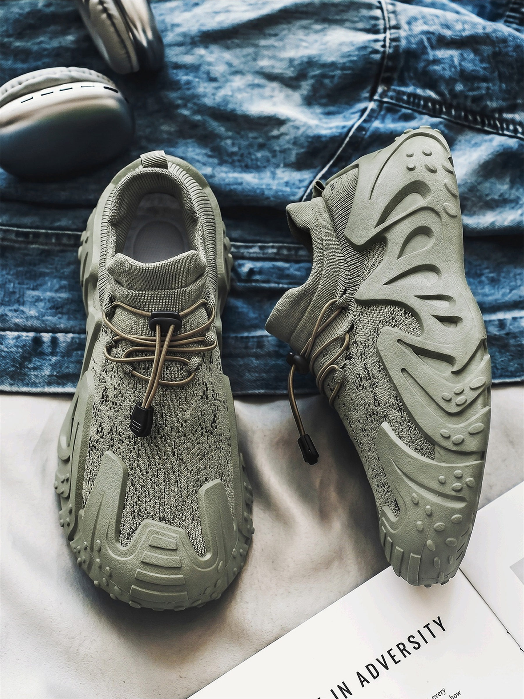 Men Textile Drawcord Chunky Sneakers