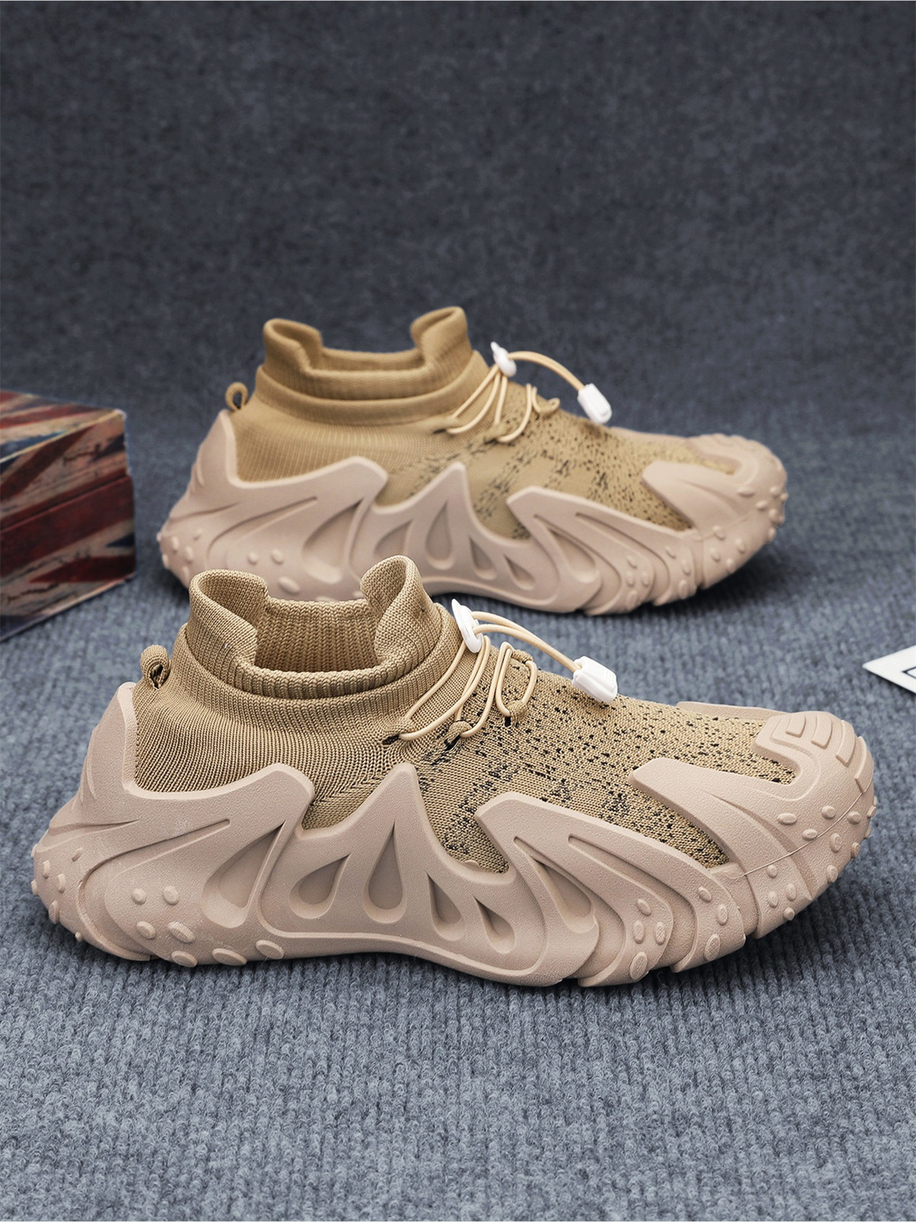 Khaki Comfort Knit Sports Sneakers