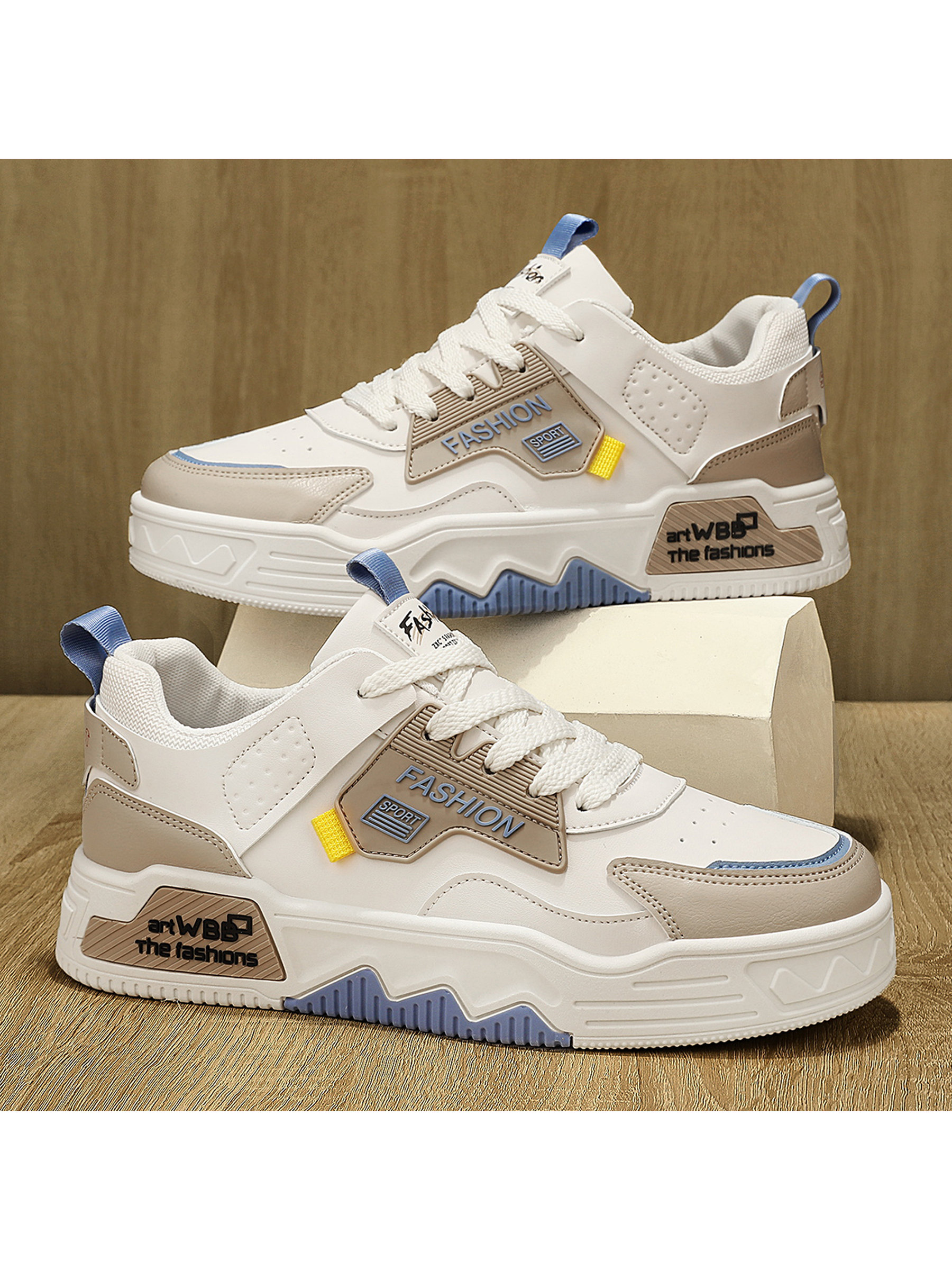 Men PU Retro Lace-Up Sneakers