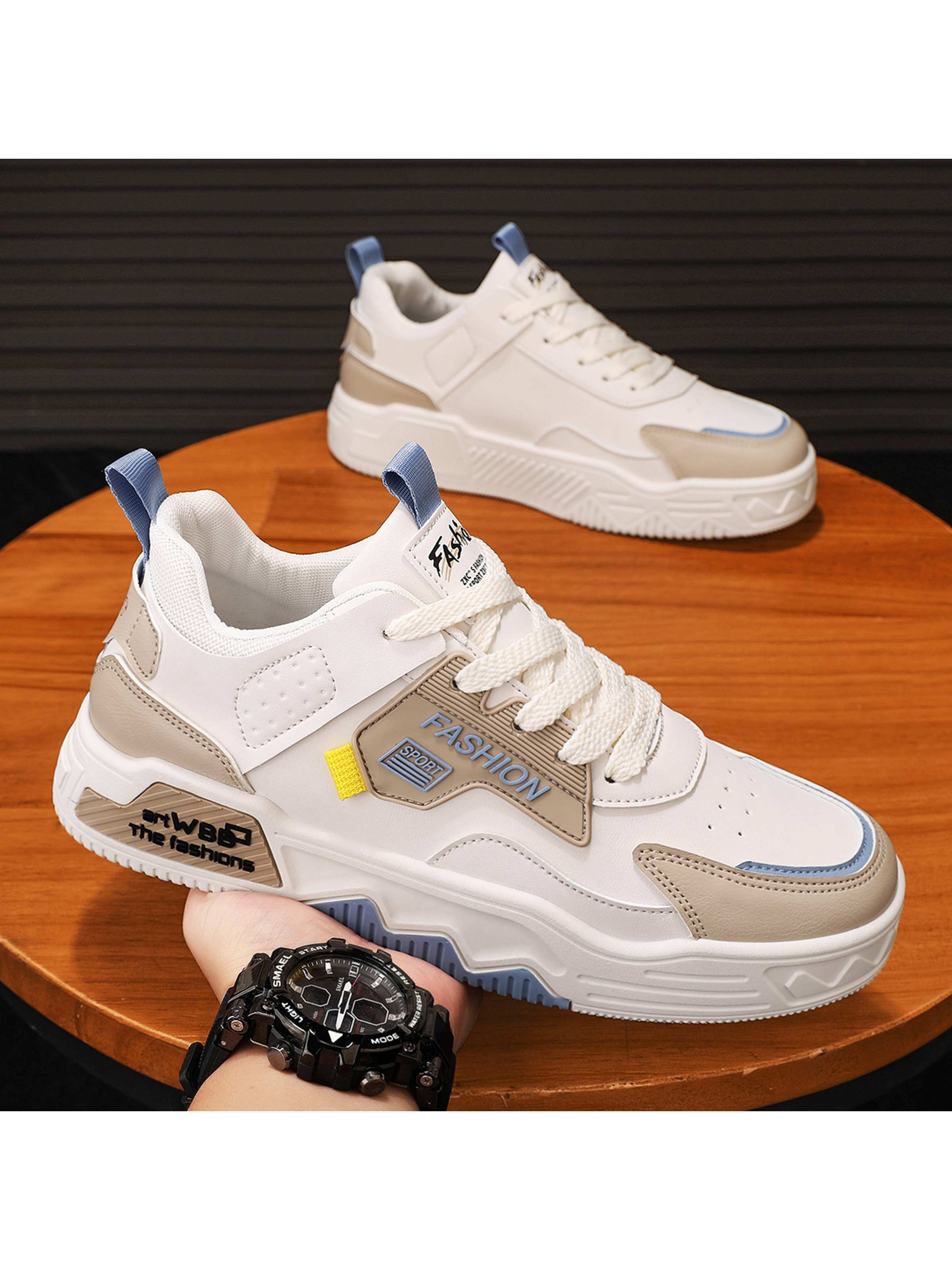 Men PU Retro Lace-Up Sneakers