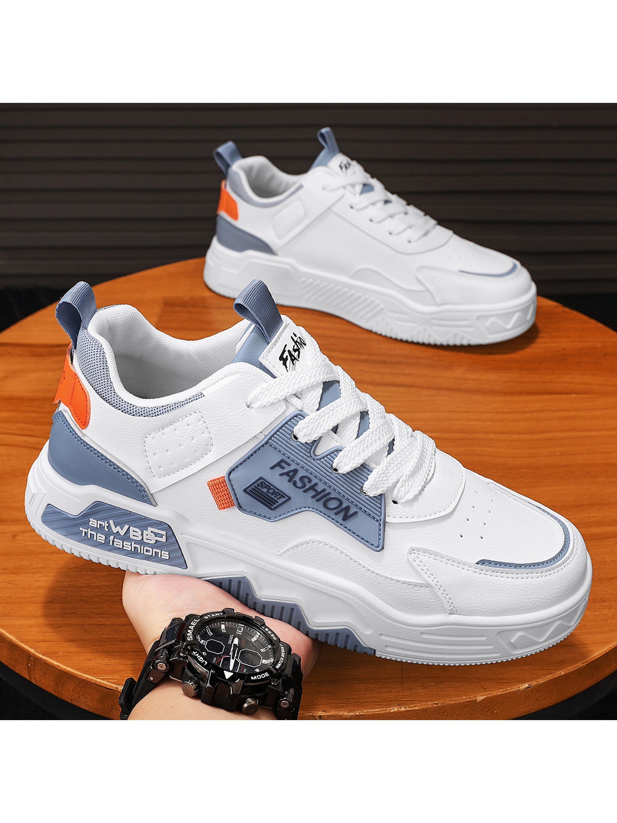 Men PU Retro Lace-Up Sneakers