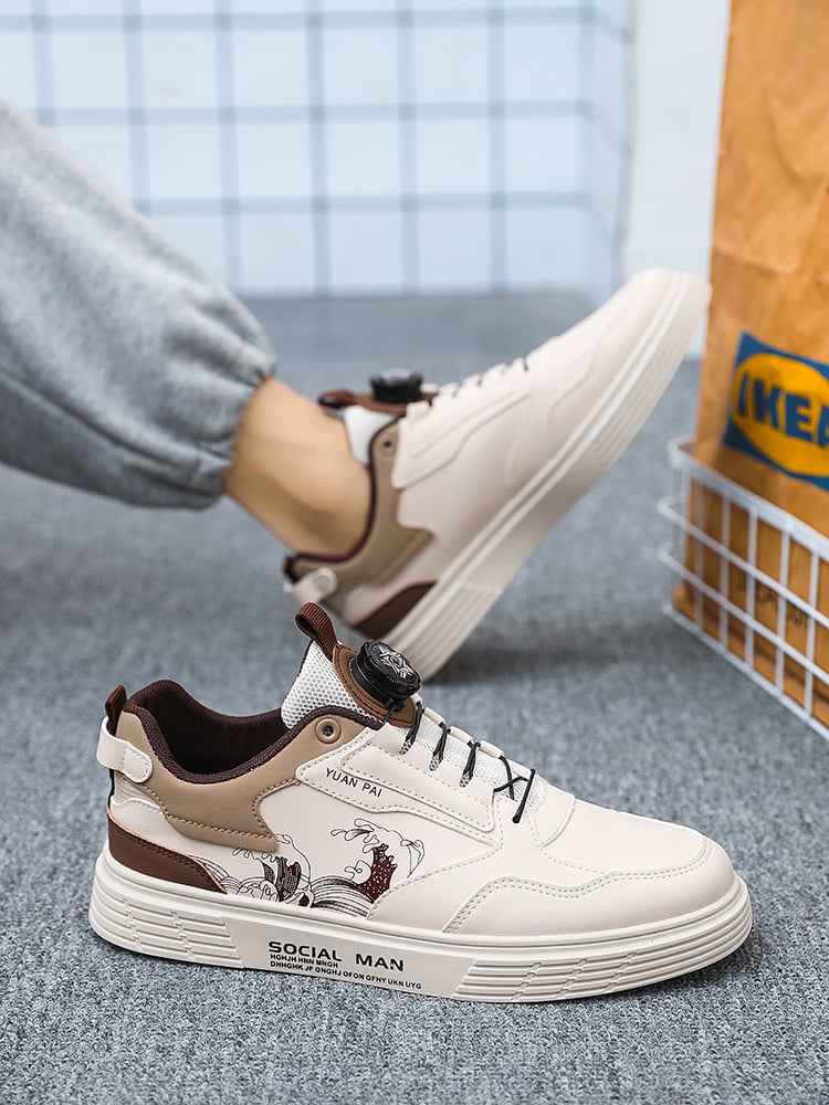 Men PU Lace-Up Sneakers