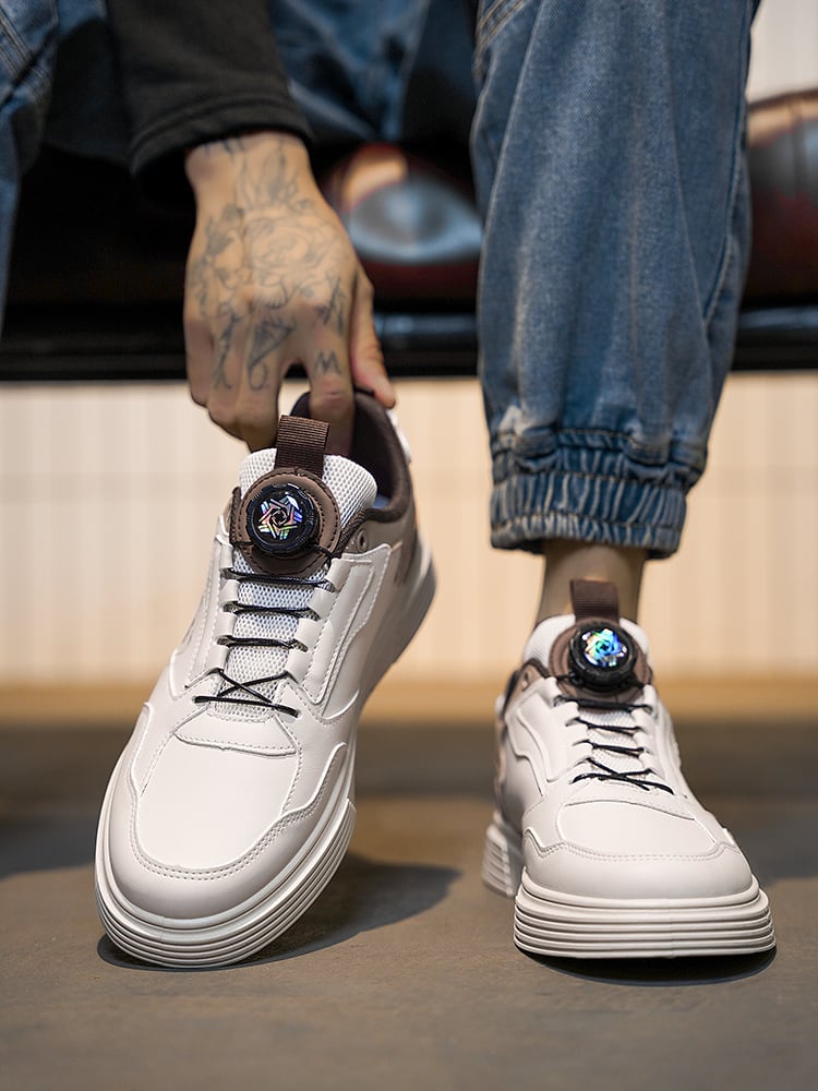 Men PU Lace-Up Sneakers