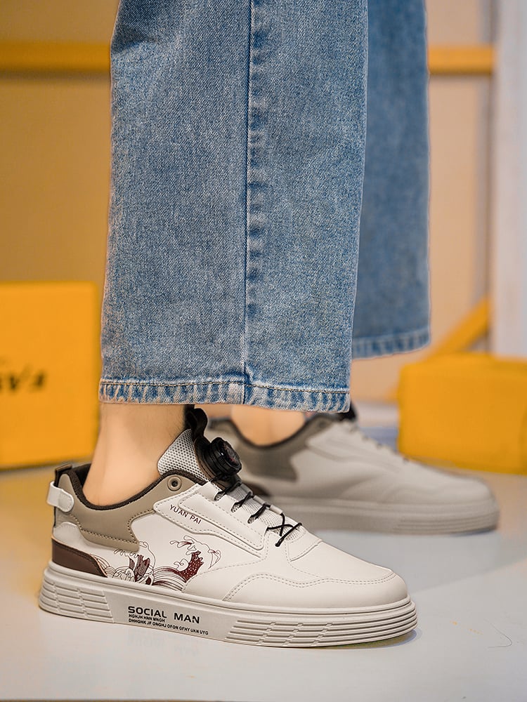 Men PU Lace-Up Sneakers