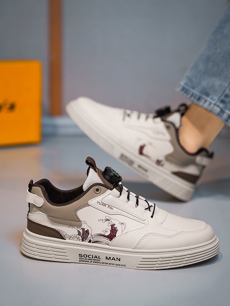 Men PU Lace-Up Sneakers