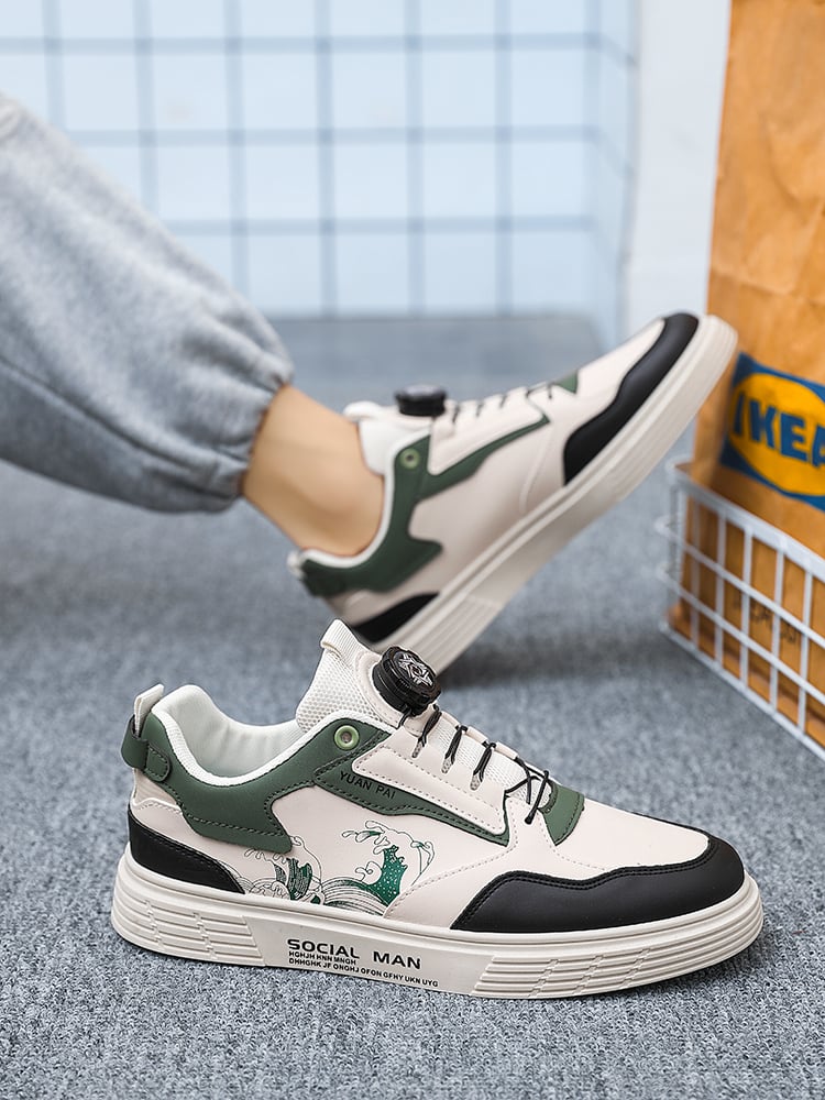 Men PU Lace-Up Sneakers