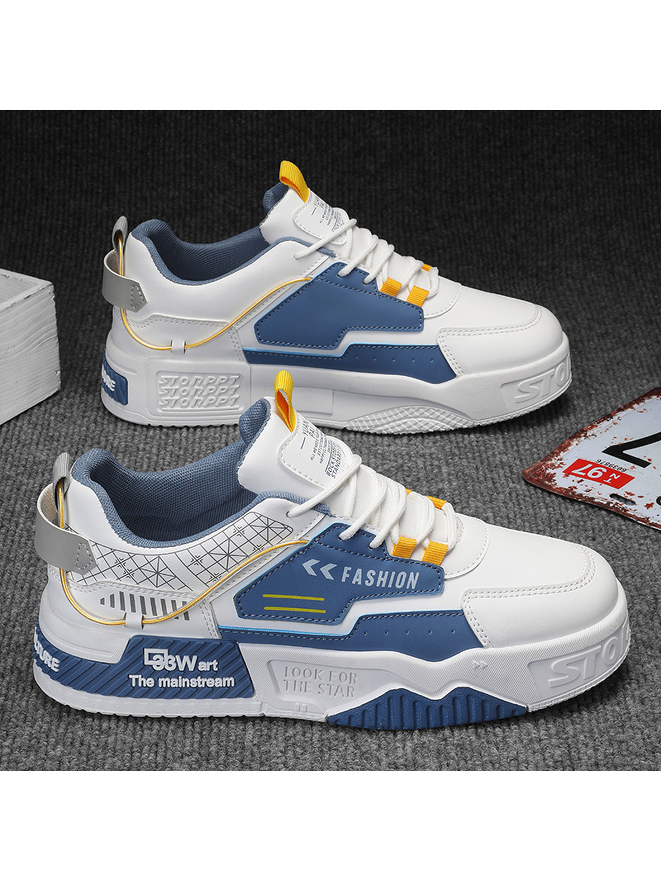 Men PU Lace-Up Sneakers