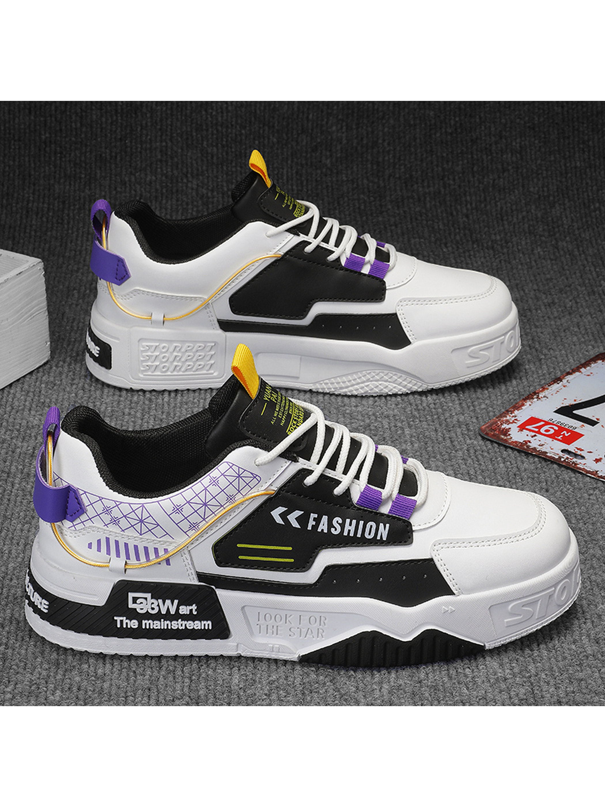 Men PU Lace-Up Sneakers