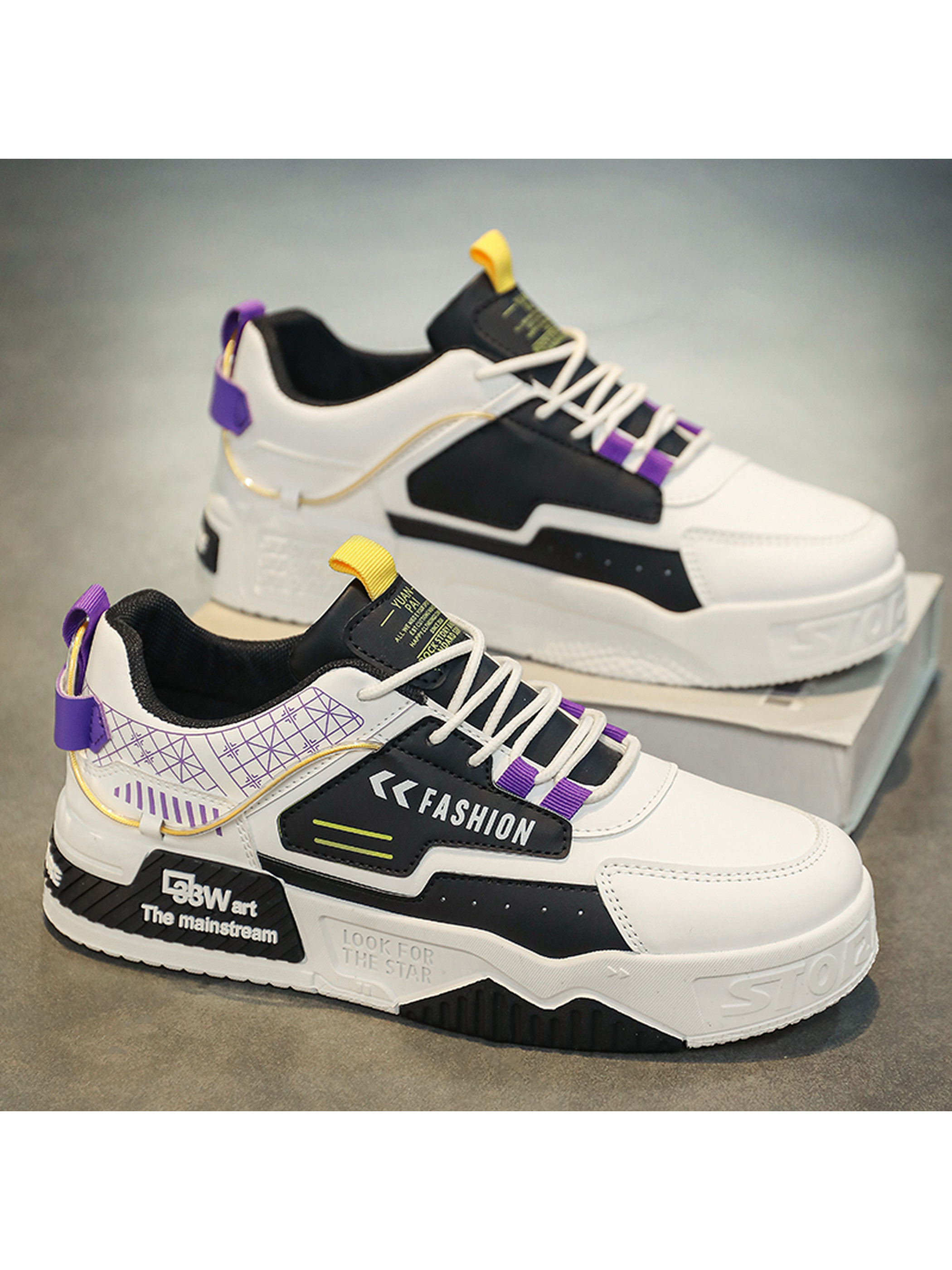 Men PU Lace-Up Sneakers