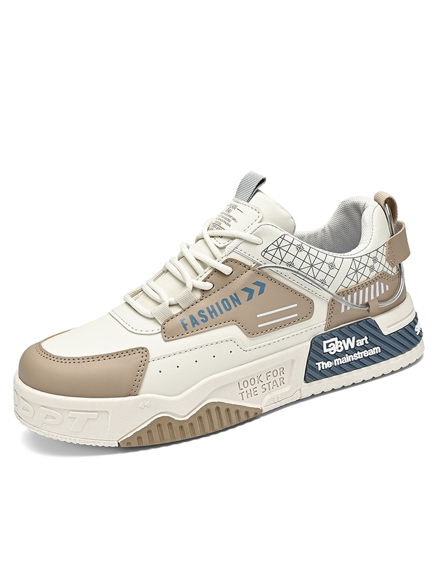 Khaki Casual Sports Sneakers - Stylish and Comfortable Lace-Up Trainers