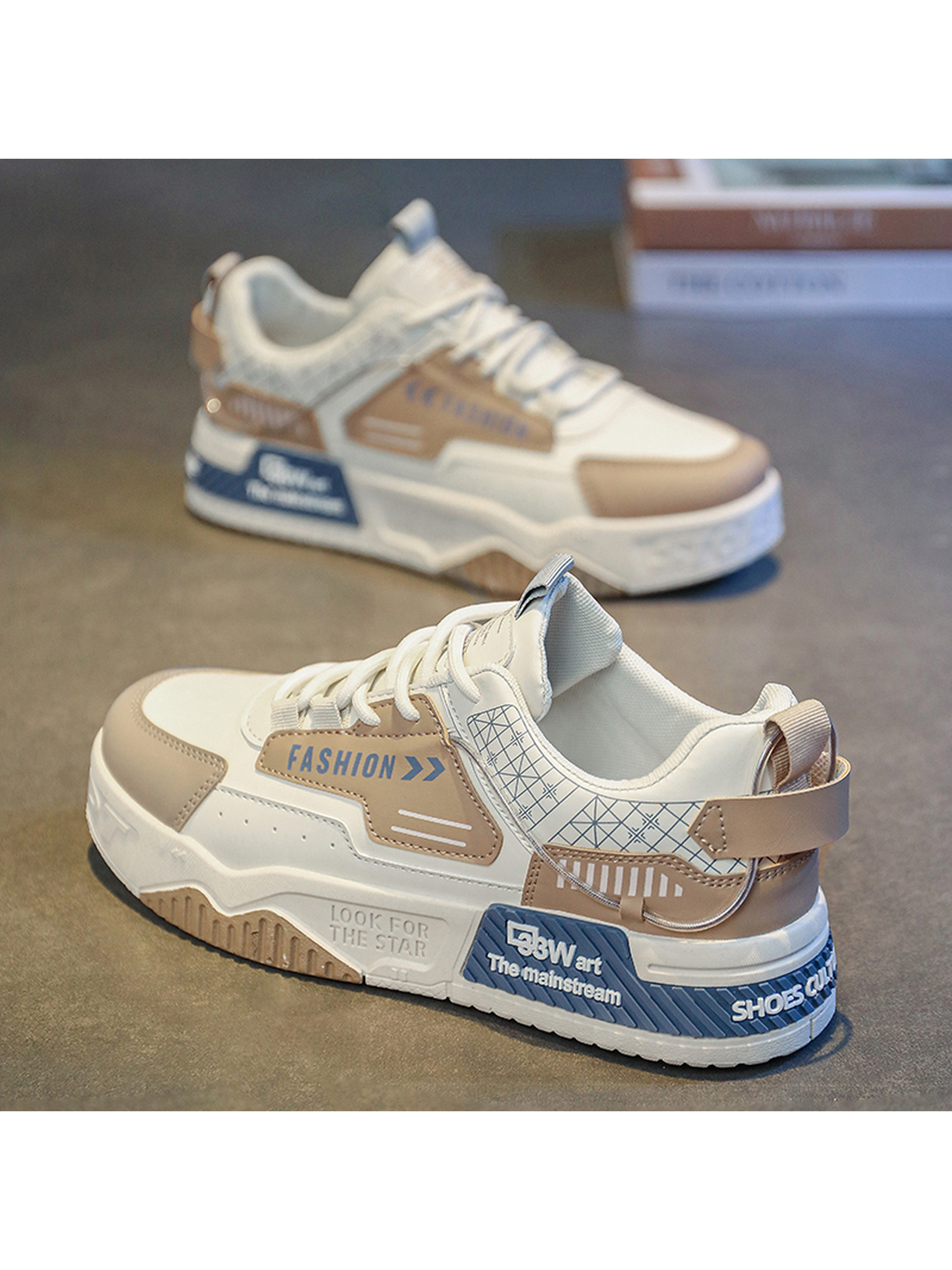 Khaki Casual Sports Sneakers - Stylish and Comfortable Lace-Up Trainers
