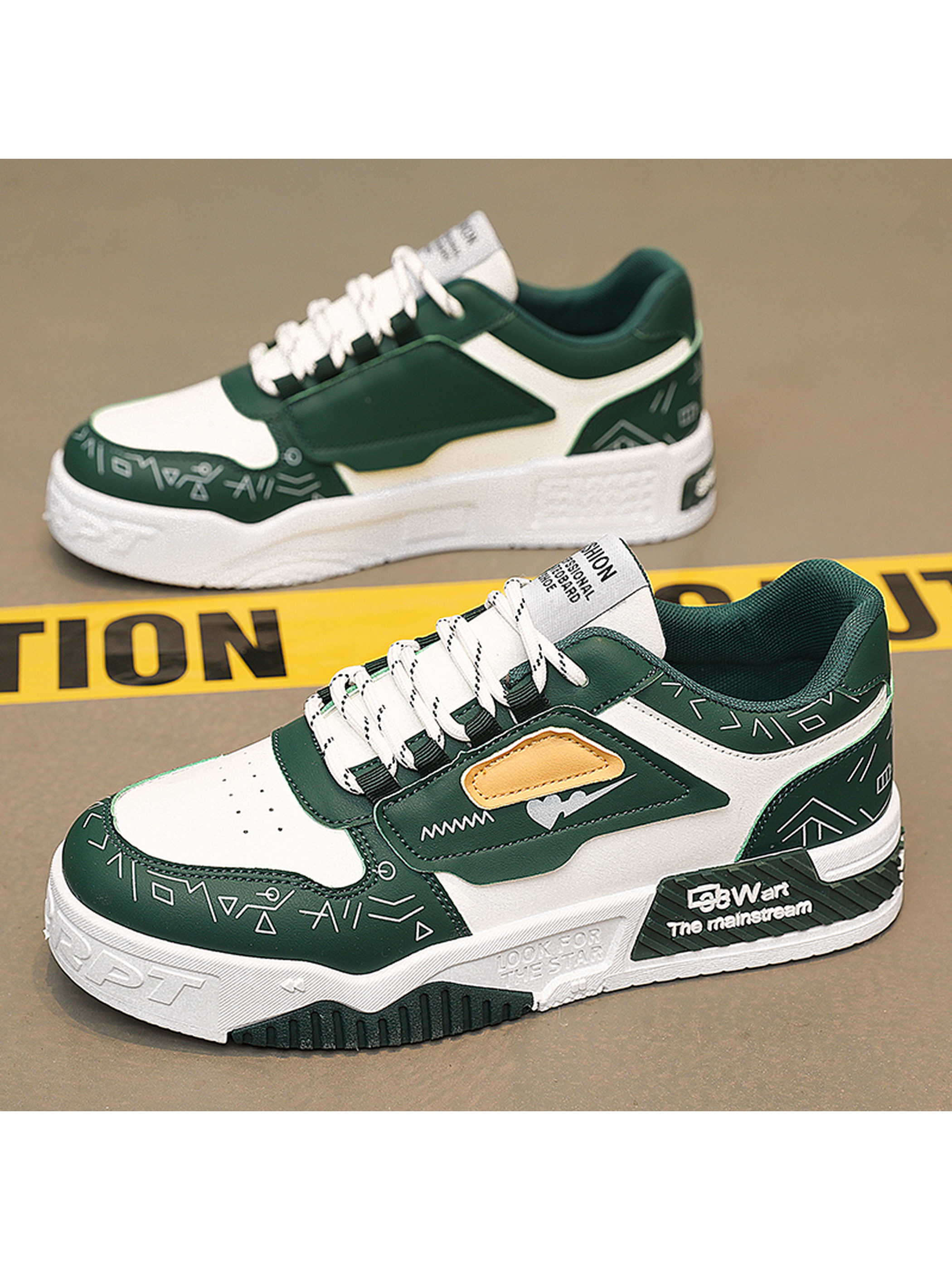 Men PU Lace-Up Sneakers